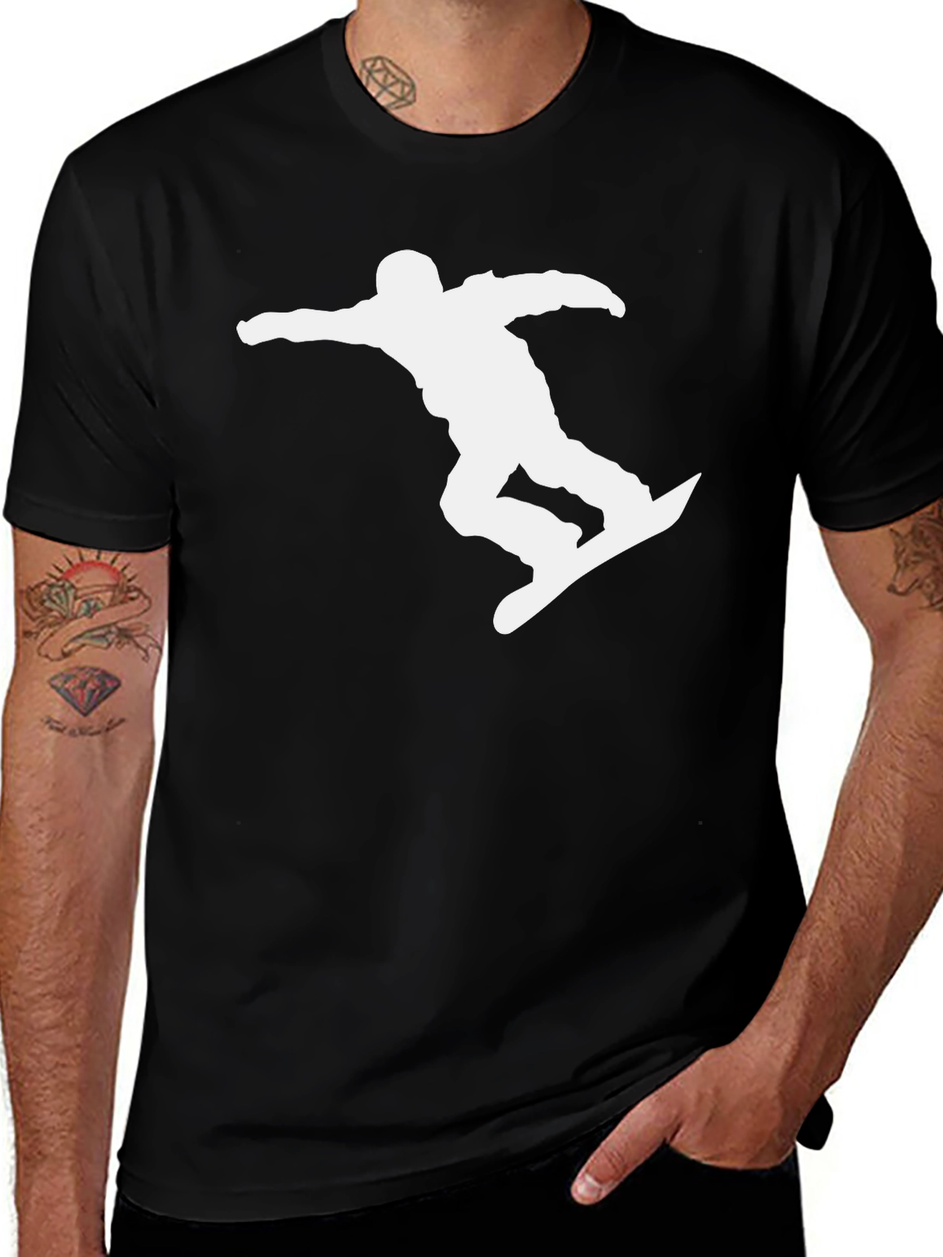 Variant 22 of Snowboarder Silhouette Tee - Black Graphic T-Shirt