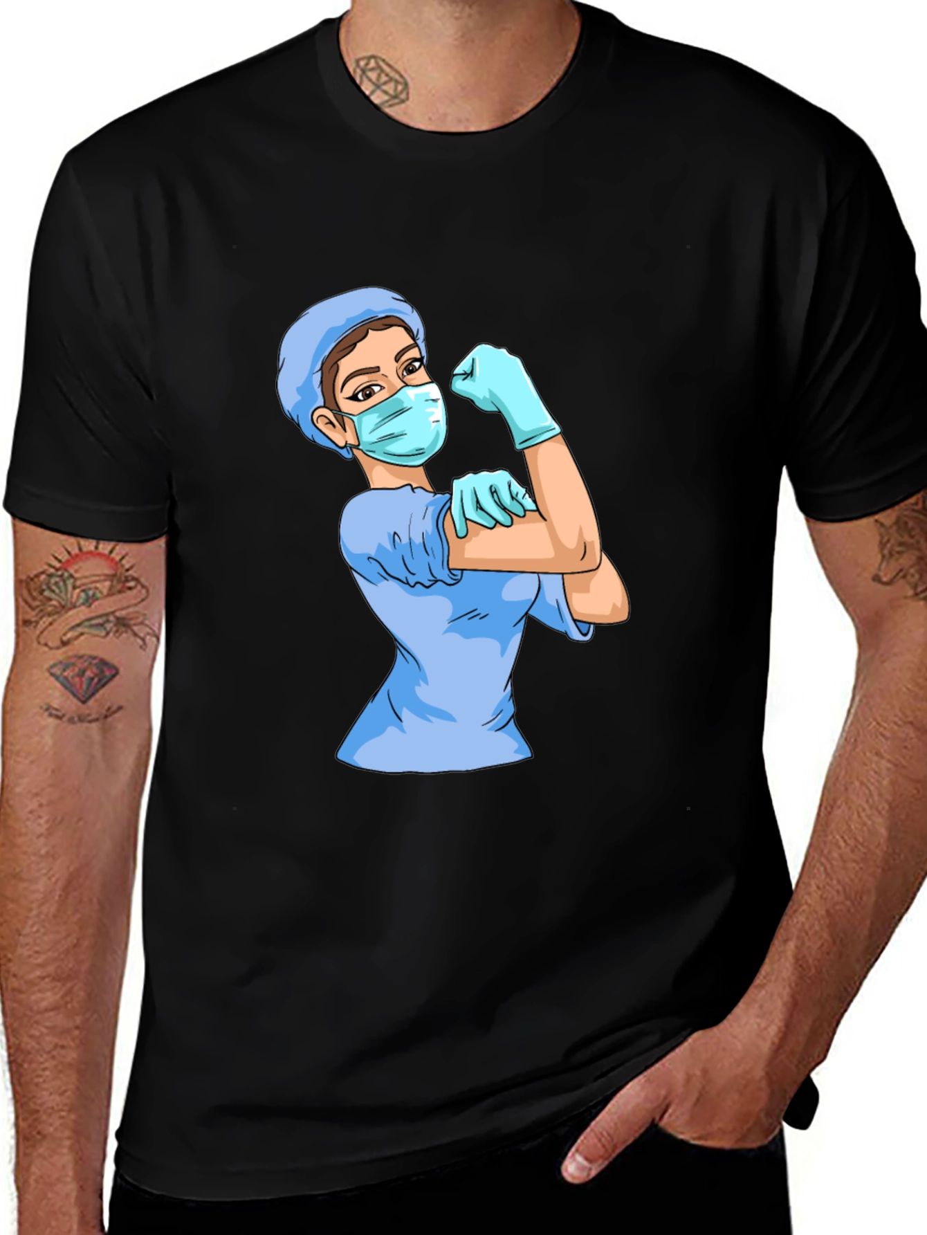 Variant 18 of Nurse We Can Do It Black T-Shirt