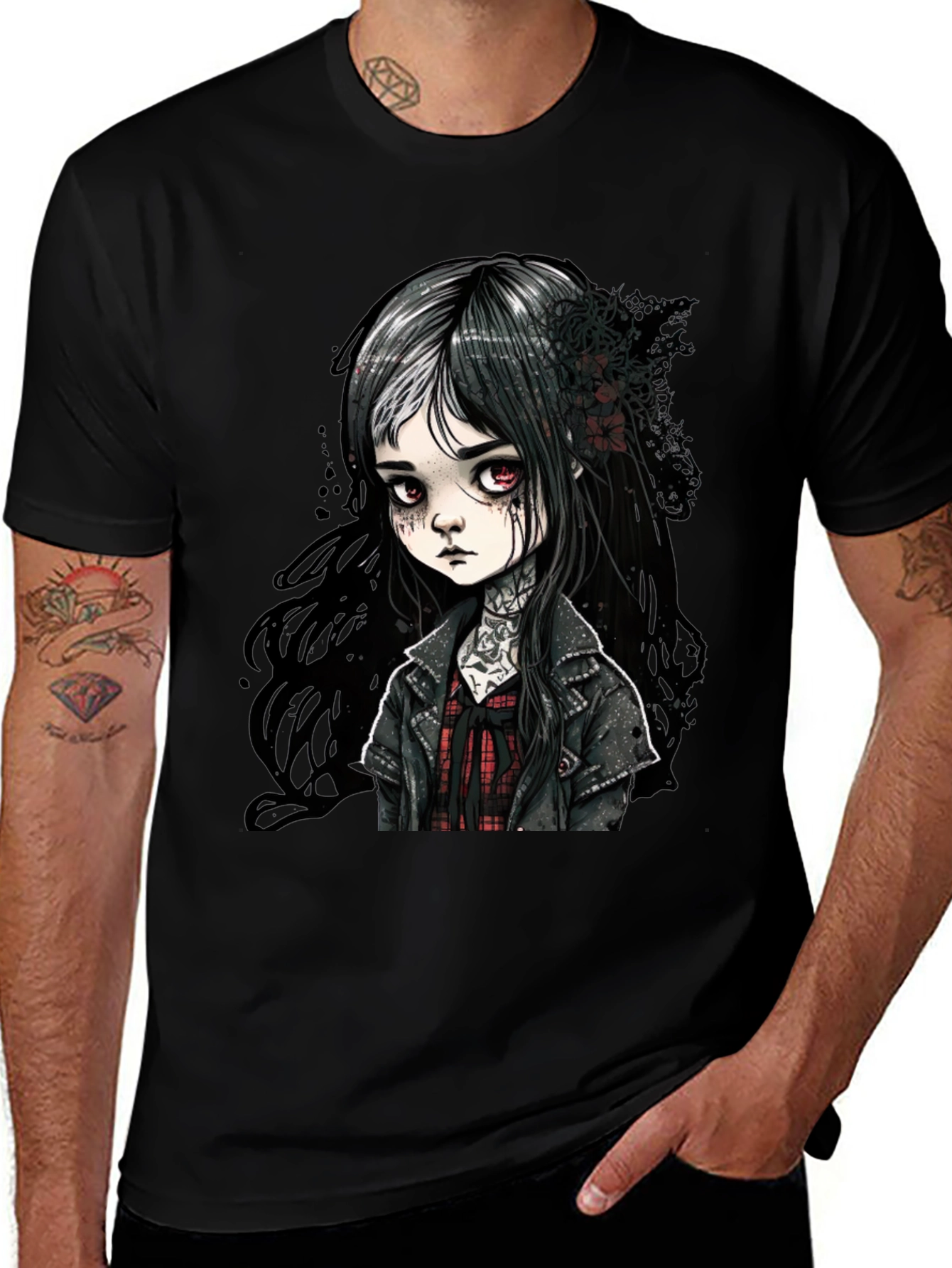 Variant 15 of Gothic Doll Graphic Tee - Unisex Black T-Shirt