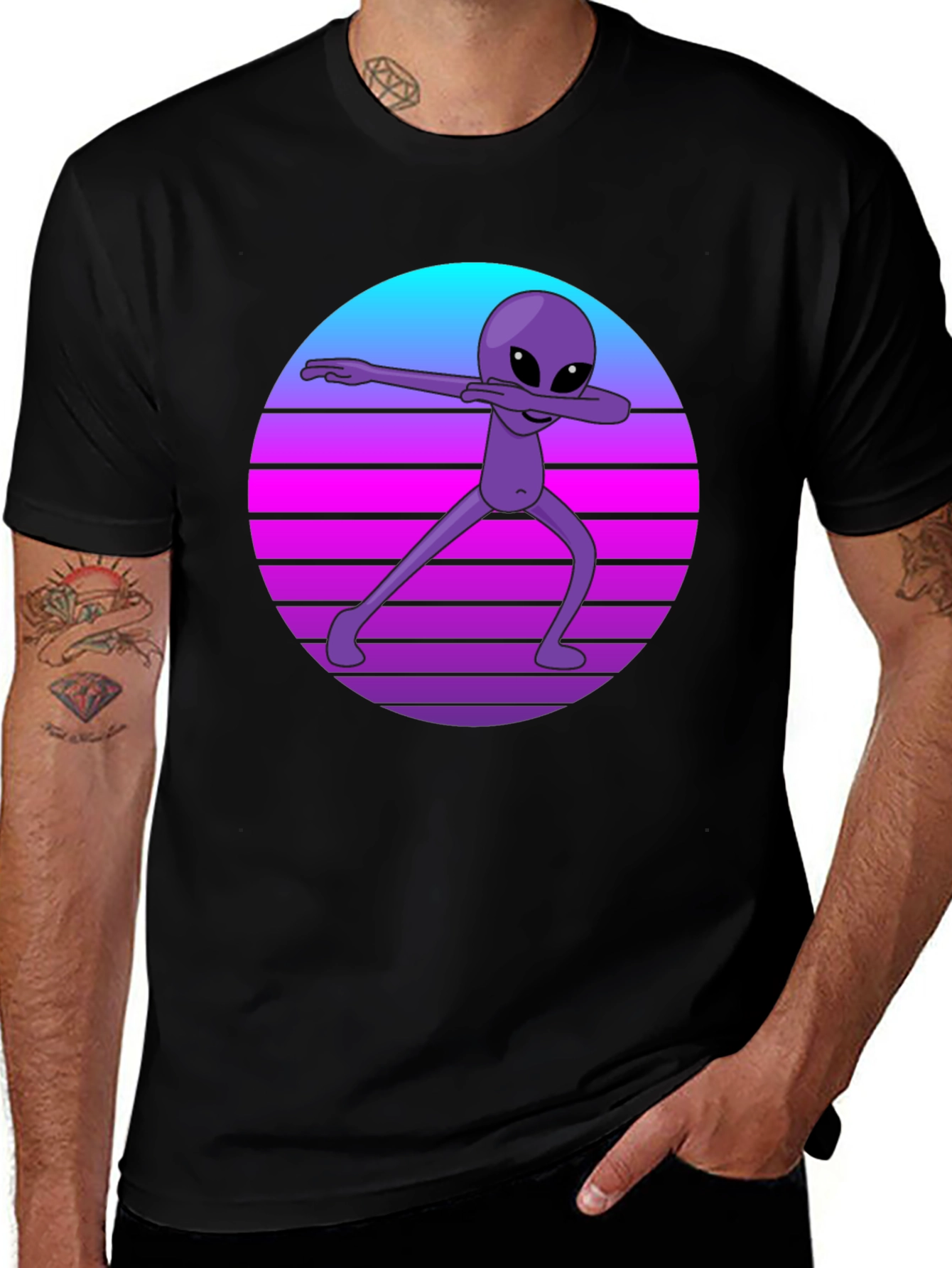 Variant 11 of Retro Alien Dab T-Shirt - Black Tee