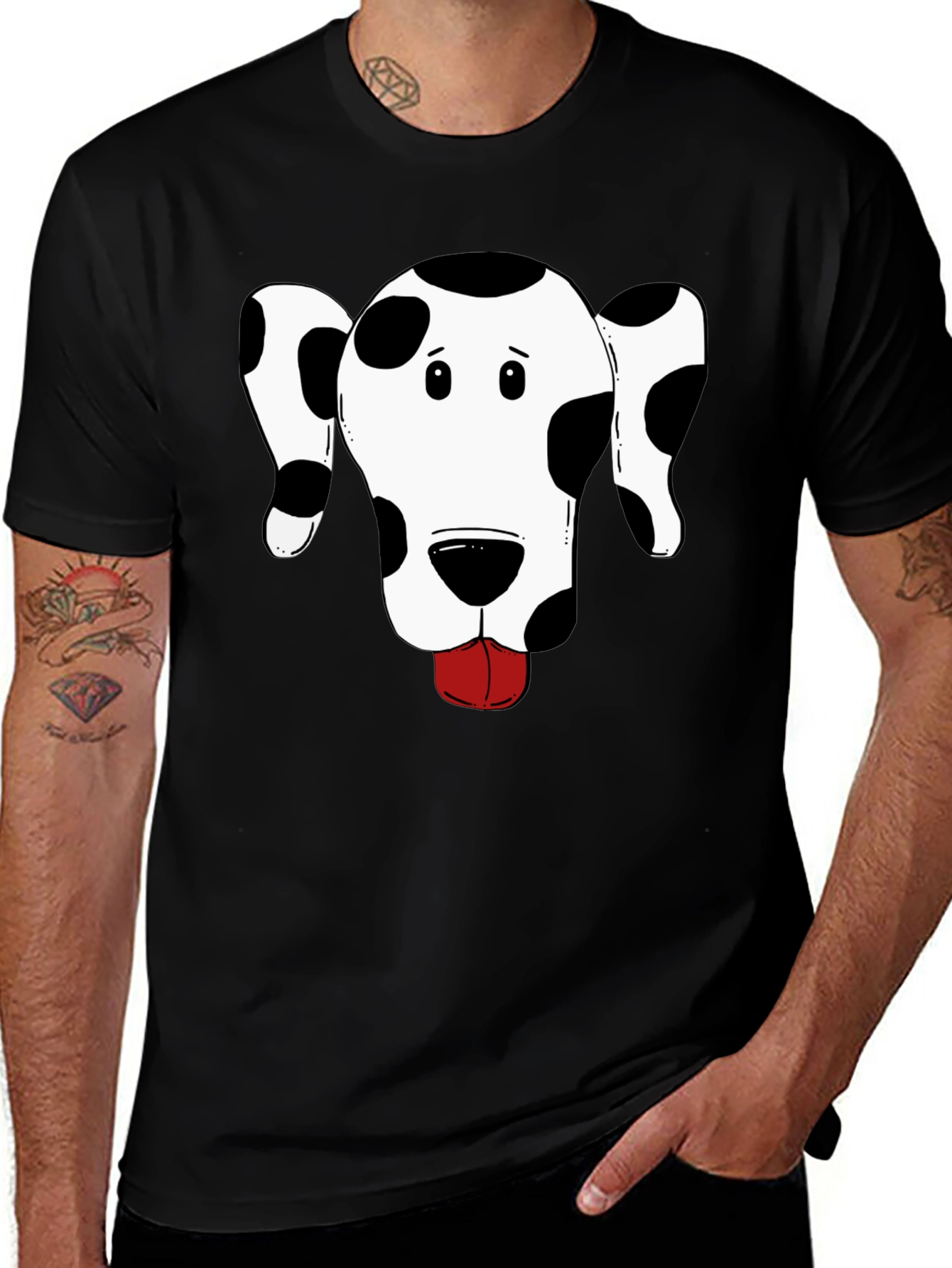 Variant 26 of Dalmatian Dog Graphic Print Black T-shirt