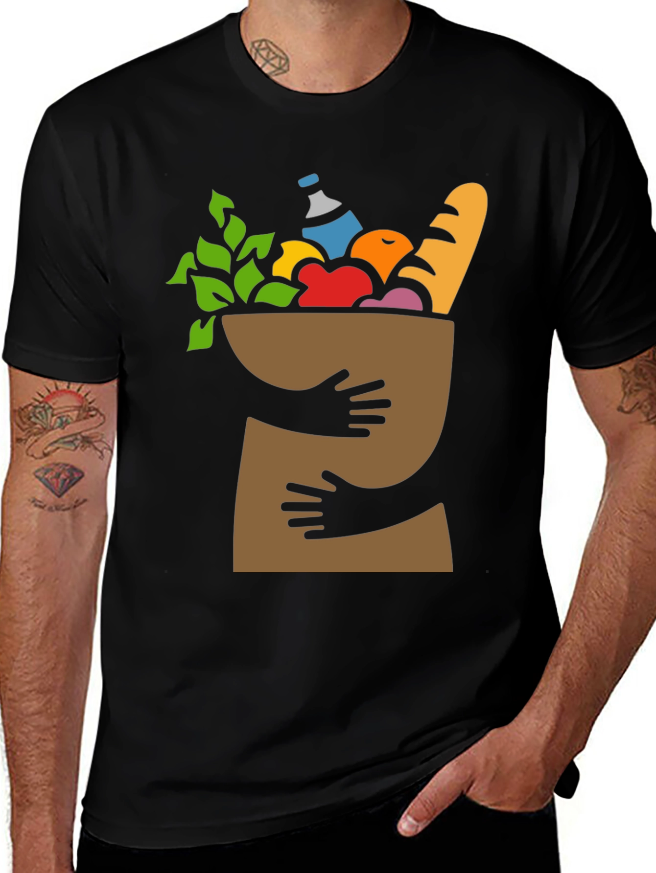Grocery Hug T-Shirt - Black Comfort Fit Tee