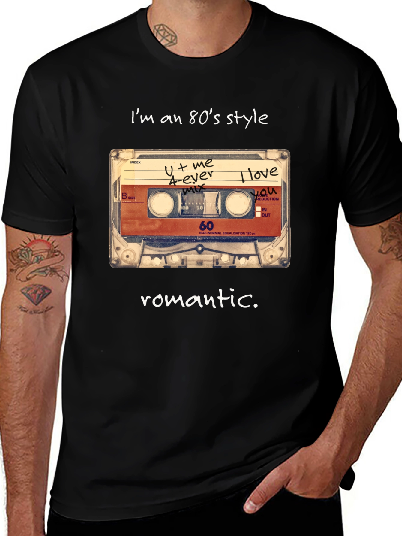 Variant 23 of Romantic 80's Style Cassette Tape T-Shirt