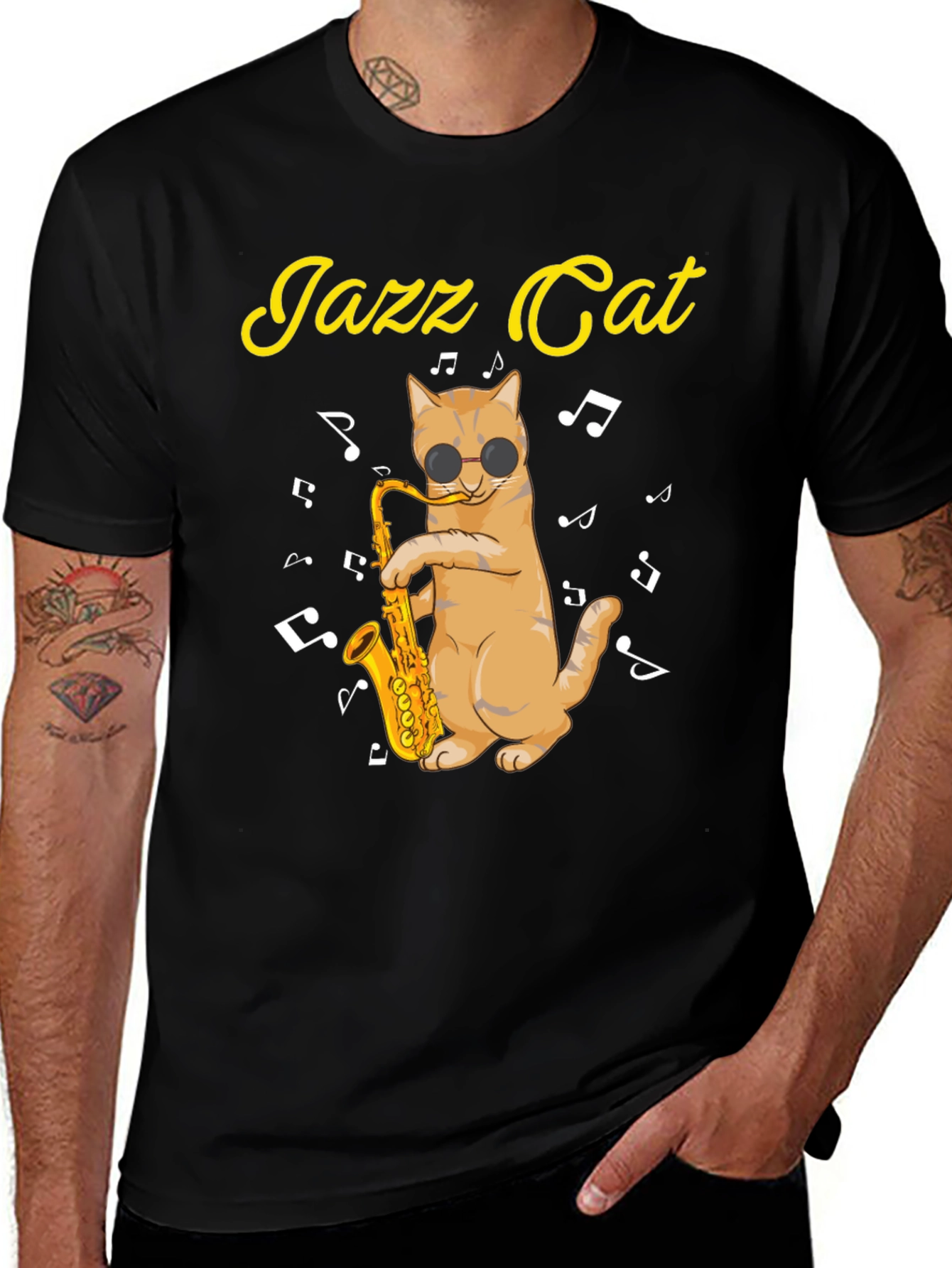 Variant 10 of Cool Jazz Cat T-Shirt - Music Lover Tee