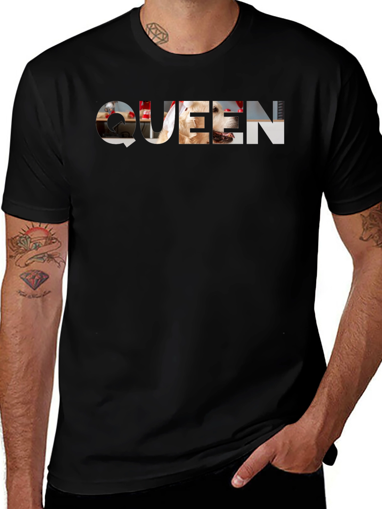 Variant 30 of Queen Dog Graphic Tee - Black
