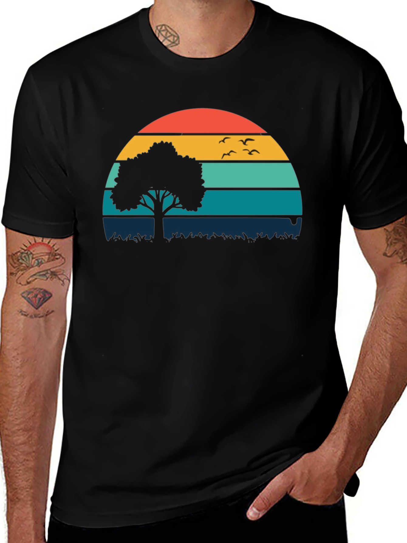 Variant 23 of Sunset Tree Graphic Tee - Nature Inspired Comfort