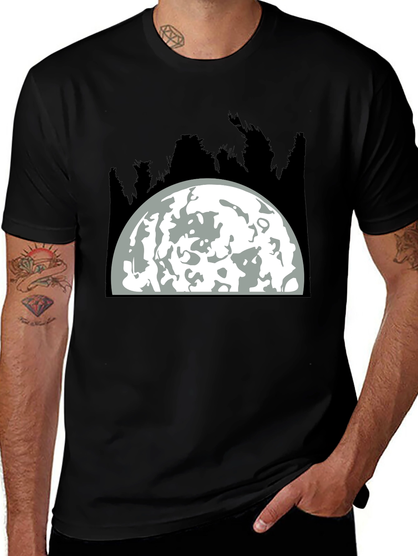 Variant 18 of Moon Graphic Tee - Black Cotton Blend