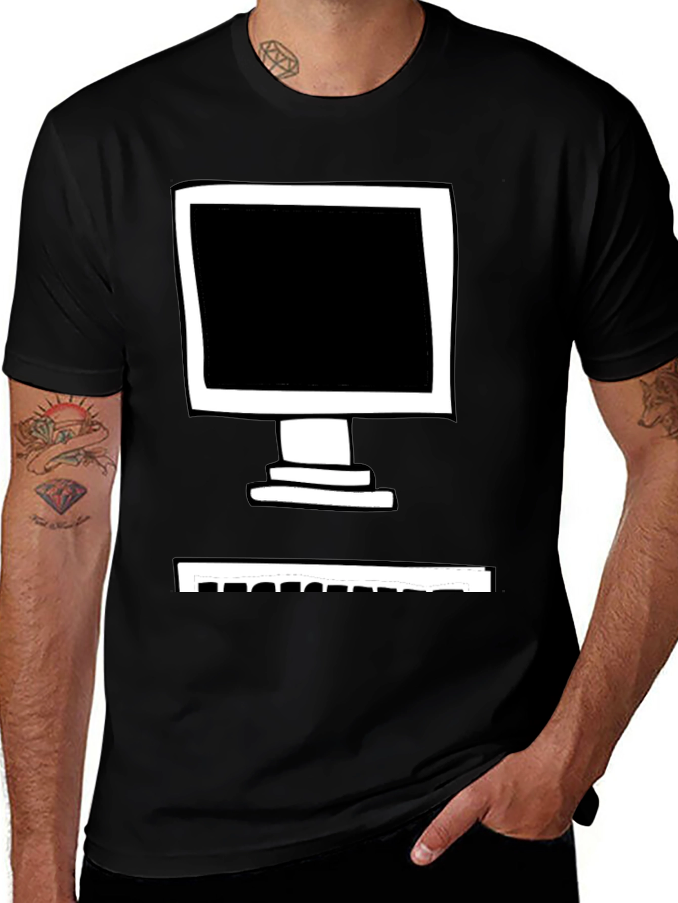 Retro Computer Graphic Tee - Black Cotton