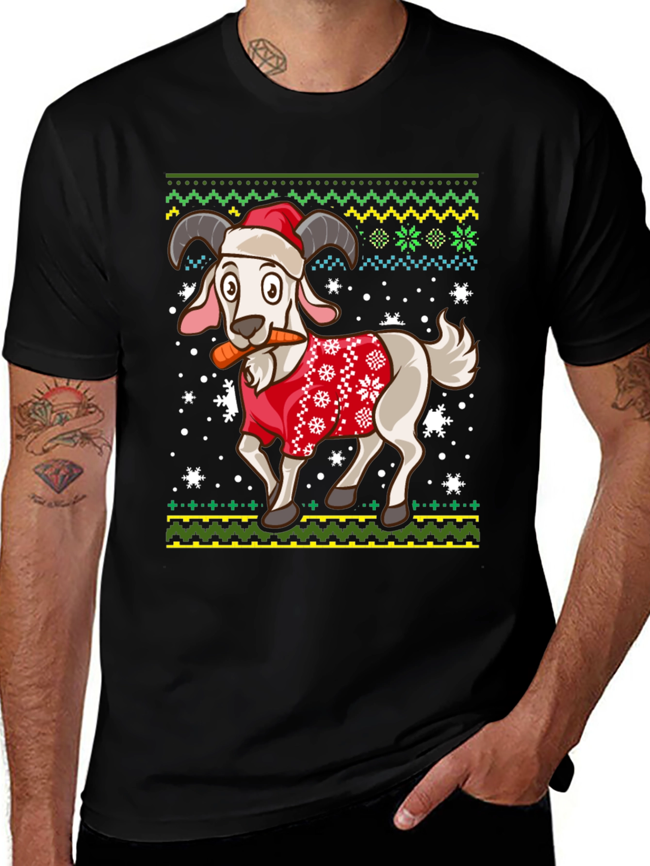 Variant 25 of Holiday Goat Tee: Festive Winter Style