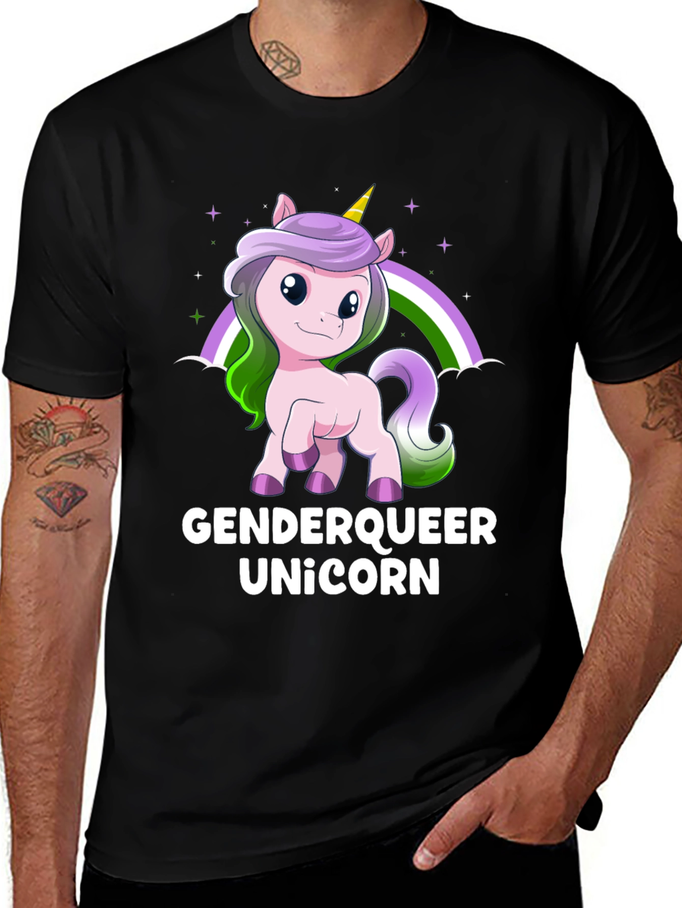 Genderqueer Unicorn T-Shirt - Pride LGBTQ+ Rainbow Tee
