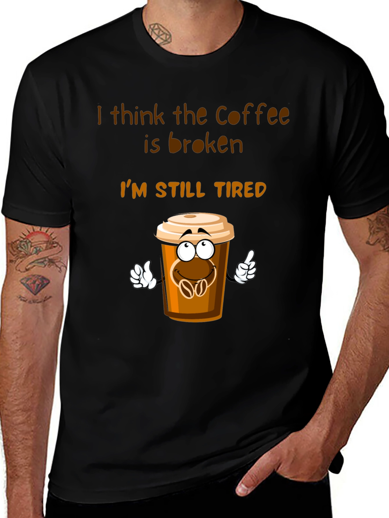 Black Coffee is Broken T-Shirt Funny Tired Graphic Tee main image
