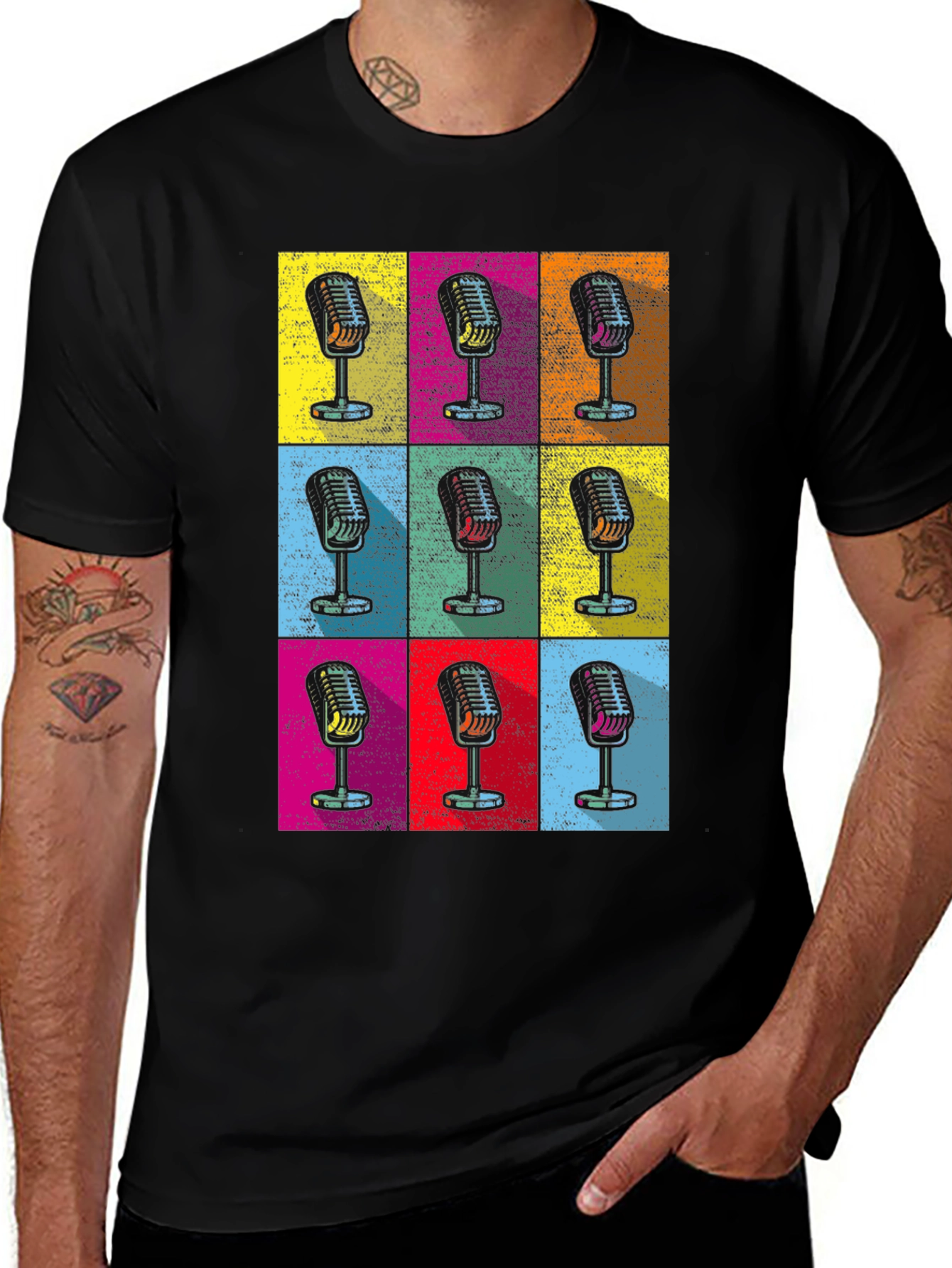 Variant 12 of Retro Microphone Pop Art T-Shirt - Music Lover Tee