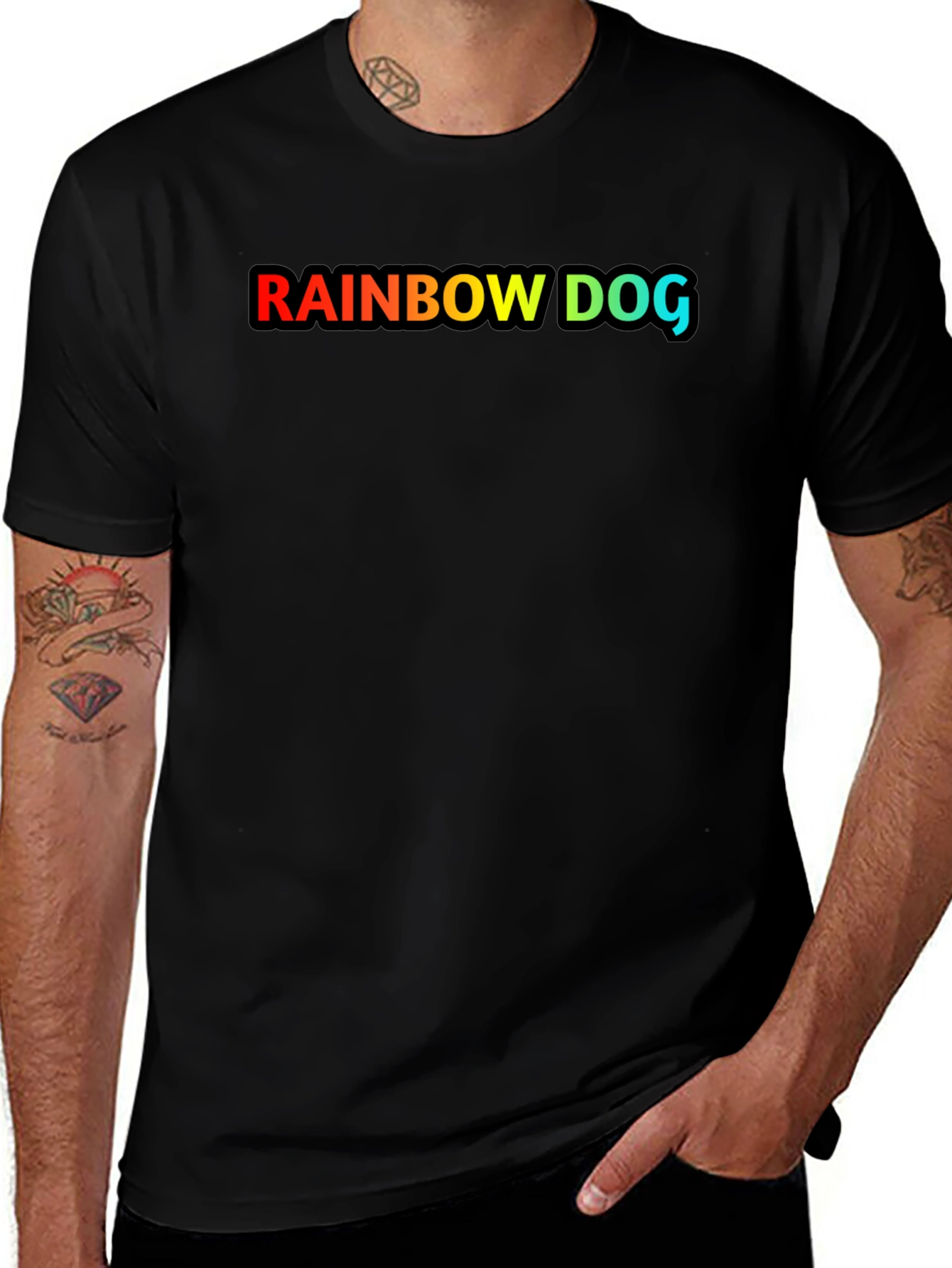 Variant 12 of Rainbow Dog Graphic Black T-Shirt