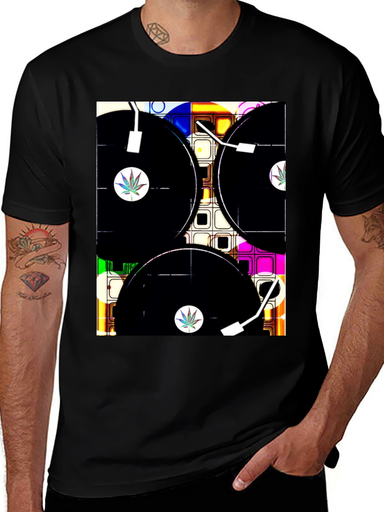 Variant 7 of Cool Graphic Tee with Marijuana Leaf Vinyl Design