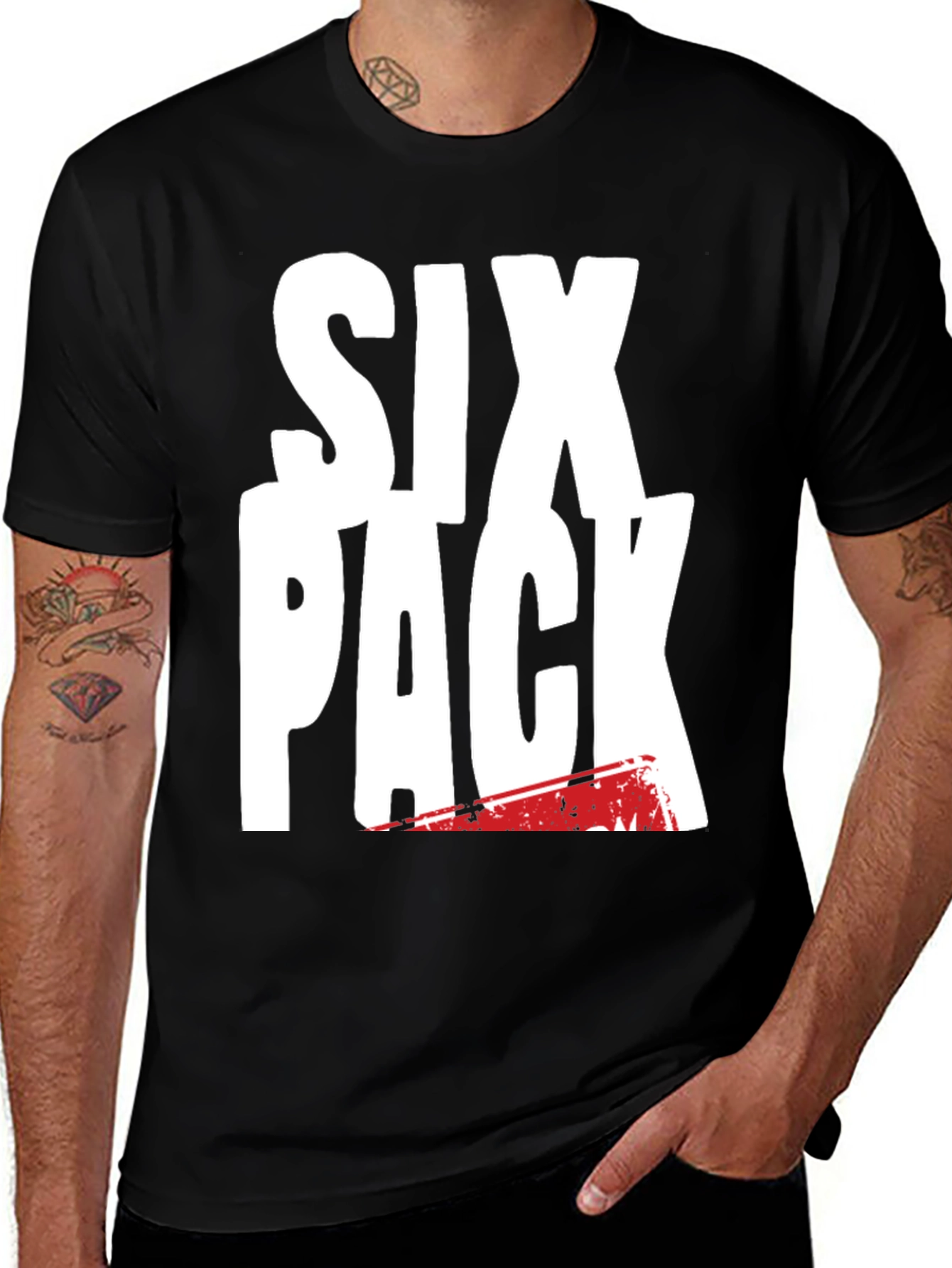 Variant 7 of Six Pack Graphic Tee - Black Cotton T-Shirt