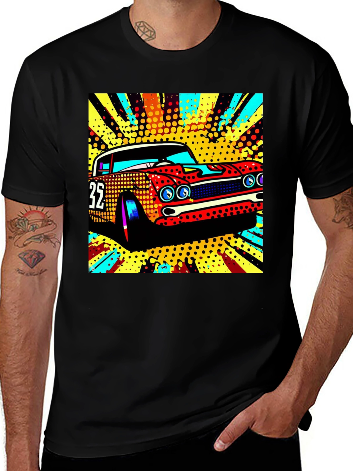 Variant 26 of Retro Racing Car Graphic Tee - Black