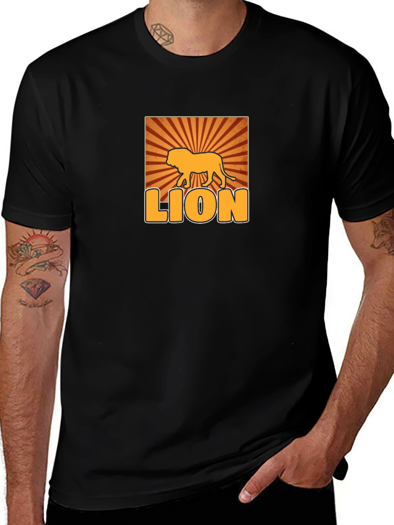 Variant 18 of Lion Graphic Print Men's Black T-Shirt