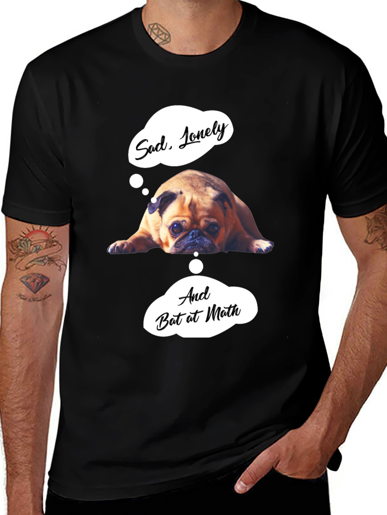 Variant 17 of Sad Pug Graphic T-Shirt - Funny Math Tee