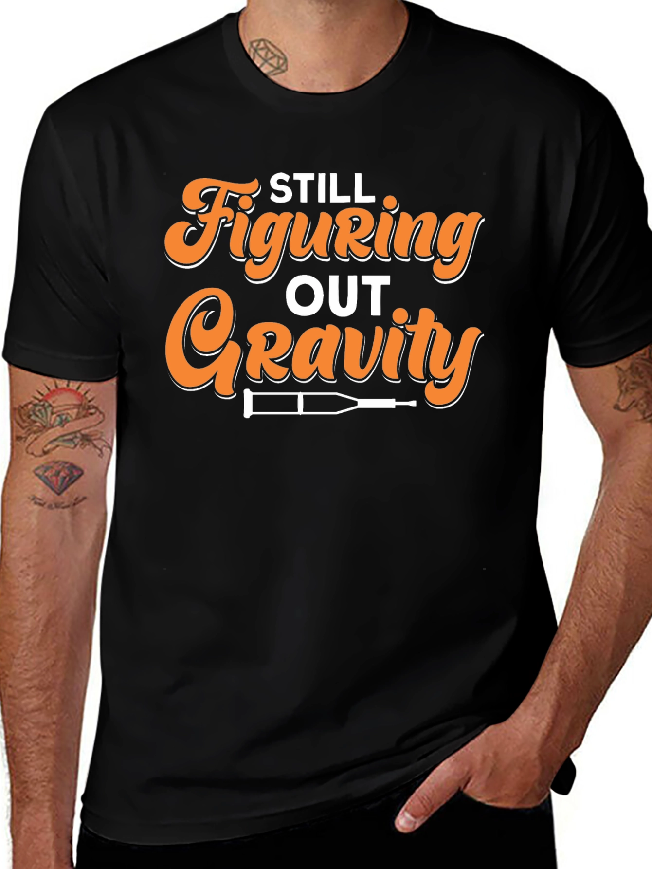 Variant 24 of Still Figuring Out Gravity Funny Broken Leg T-Shirt
