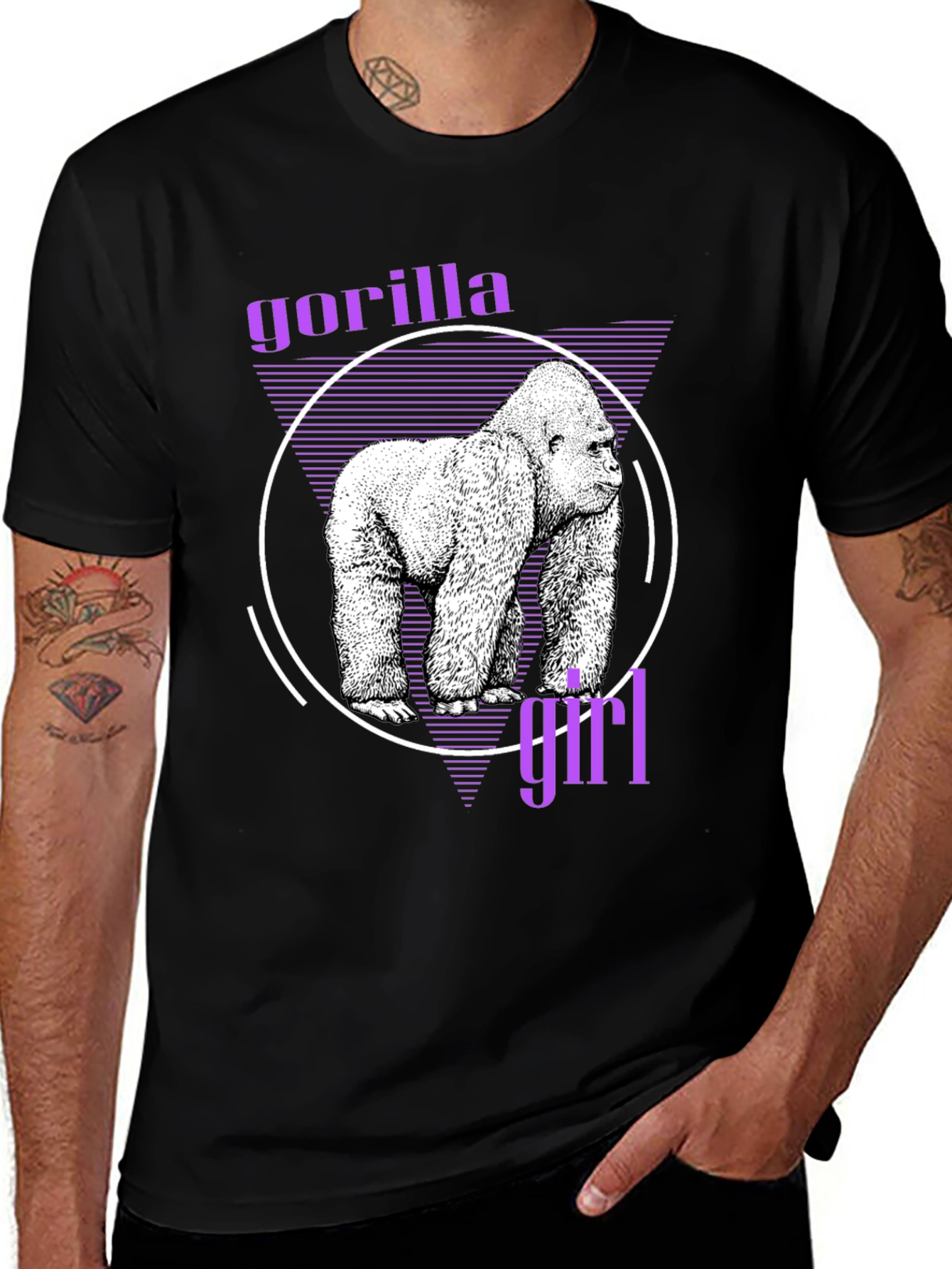 Variant 19 of Gorilla Girl Graphic Tee - Retro Style Black T-Shirt
