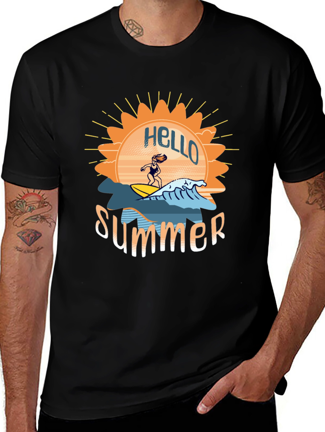 Hello Summer T-Shirt - Surfing Design