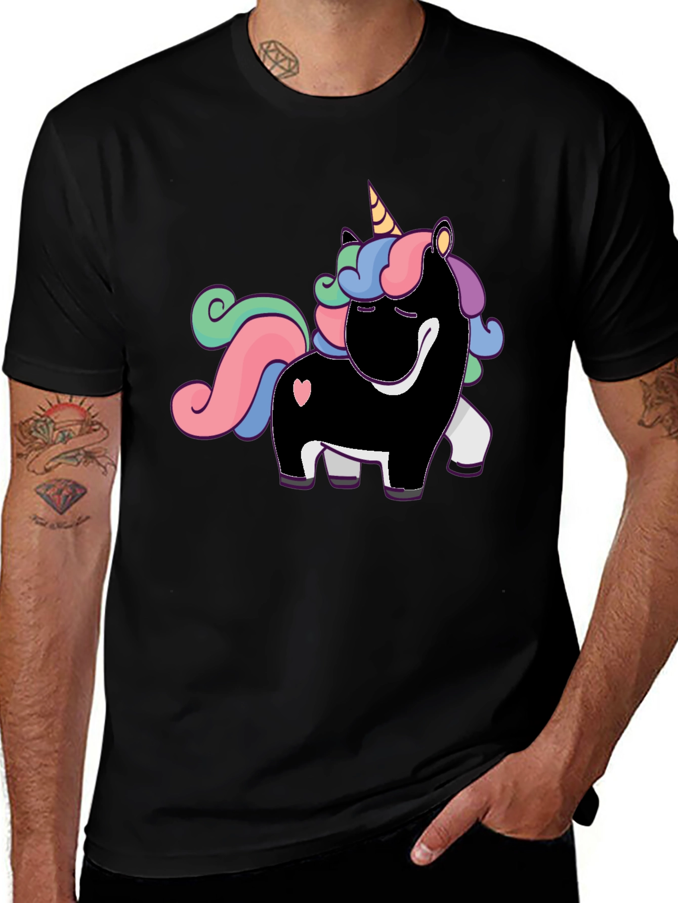 Variant 24 of Unicorn Graphic Print T-Shirt - Black