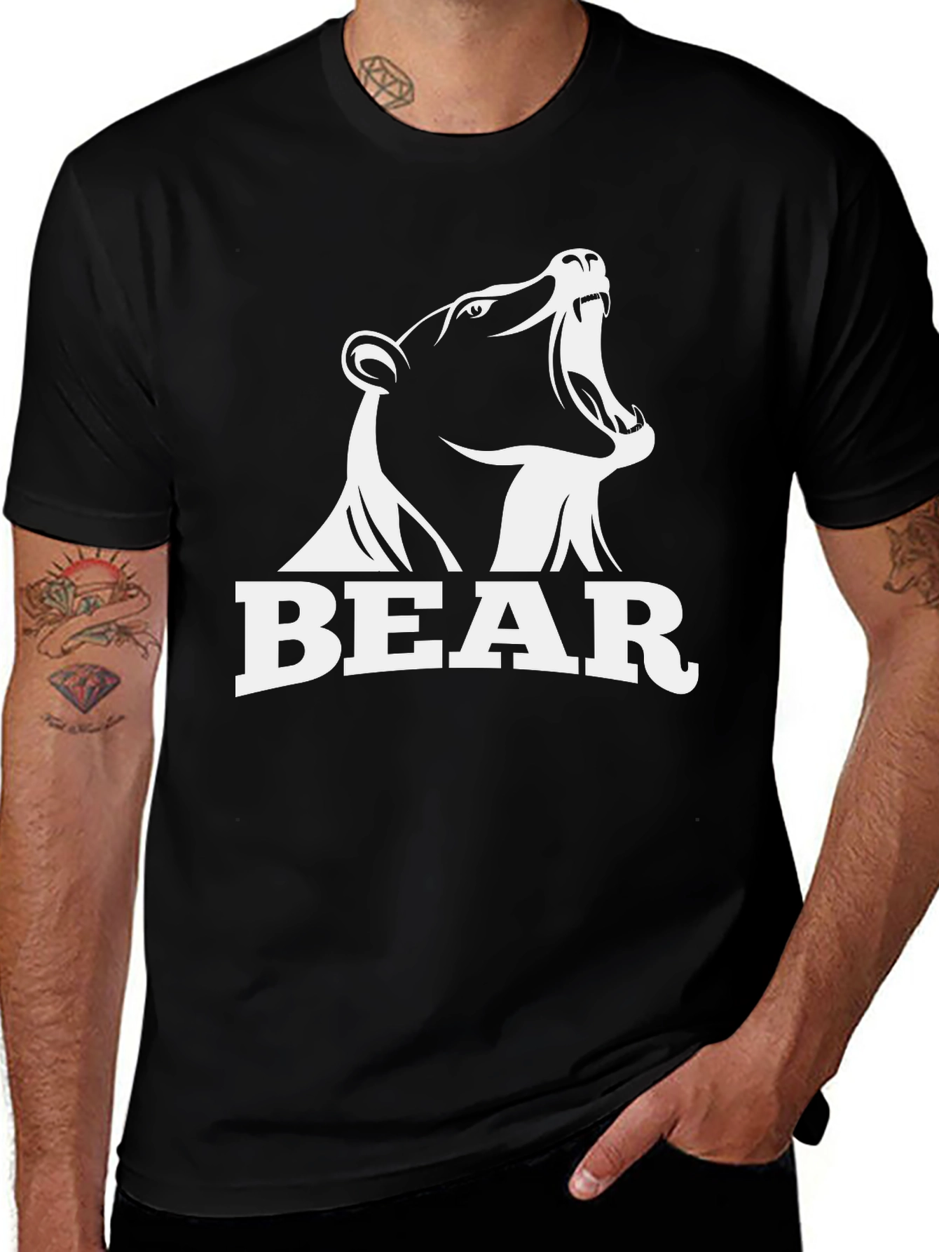 Variant 8 of Roaring Bear Graphic Tee - Black