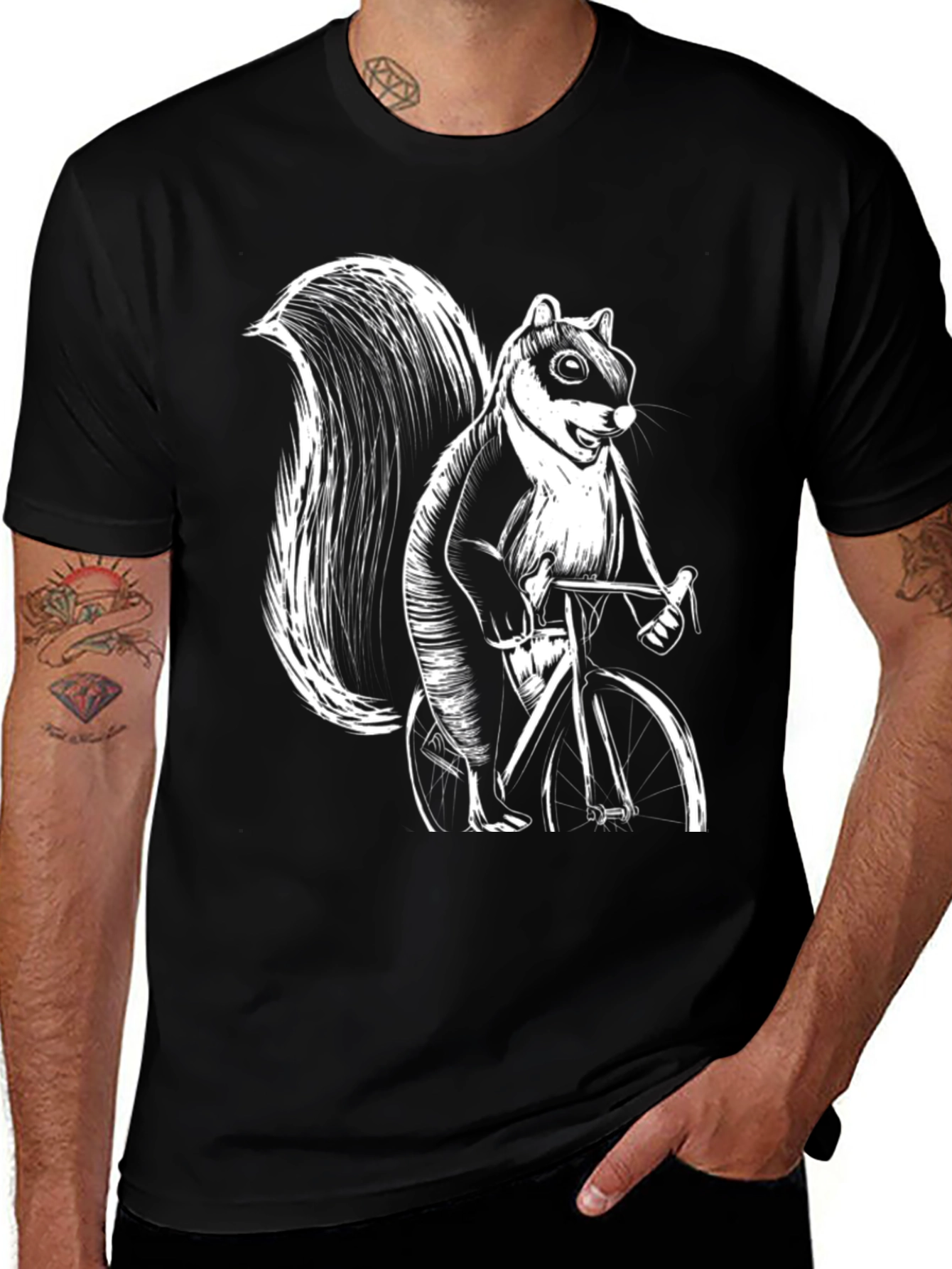 Variant 11 of Squirrel on Bike Graphic Tee - Black