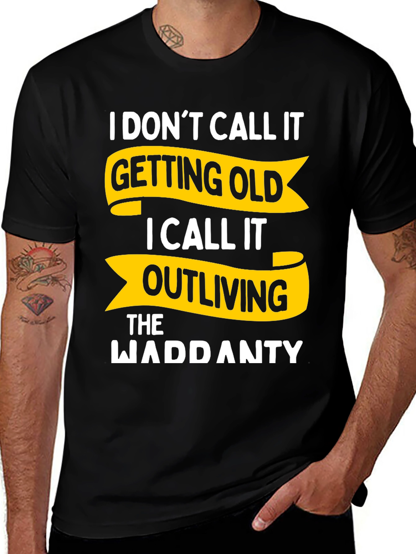 Black Funny Outliving Warranty T-Shirt - Novelty Gift main image