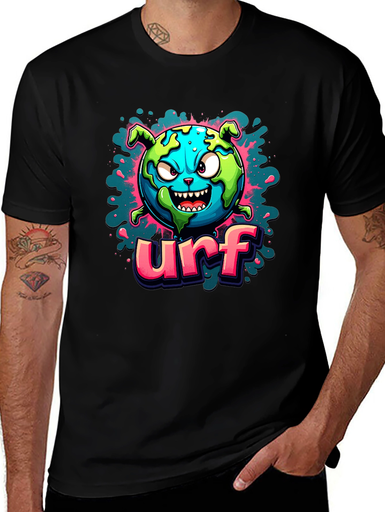 Variant 20 of URf Earth Graphic Tee - Black Cotton