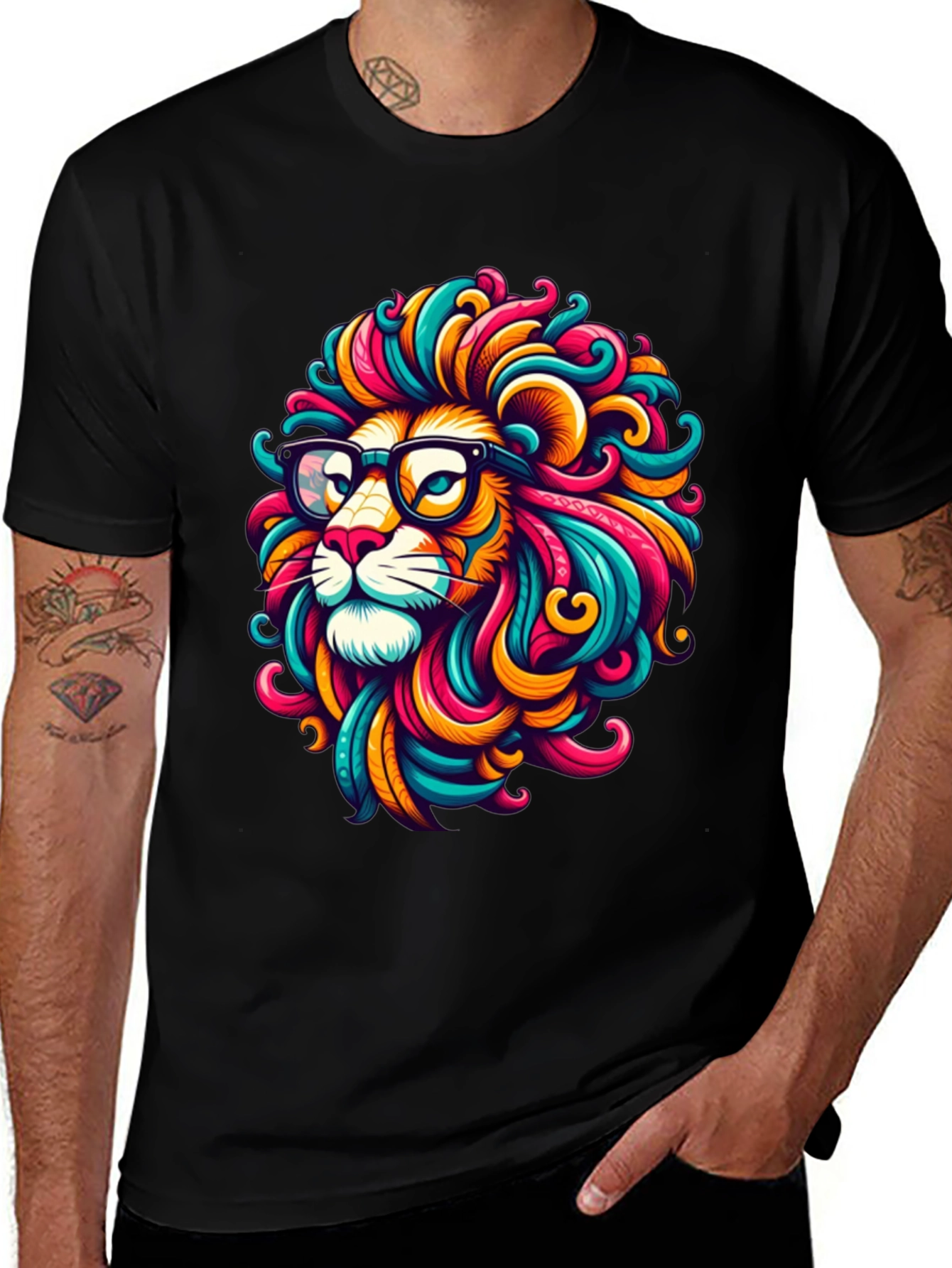 Variant 13 of Cool Lion Graphic Tee - Stylish Black T-Shirt