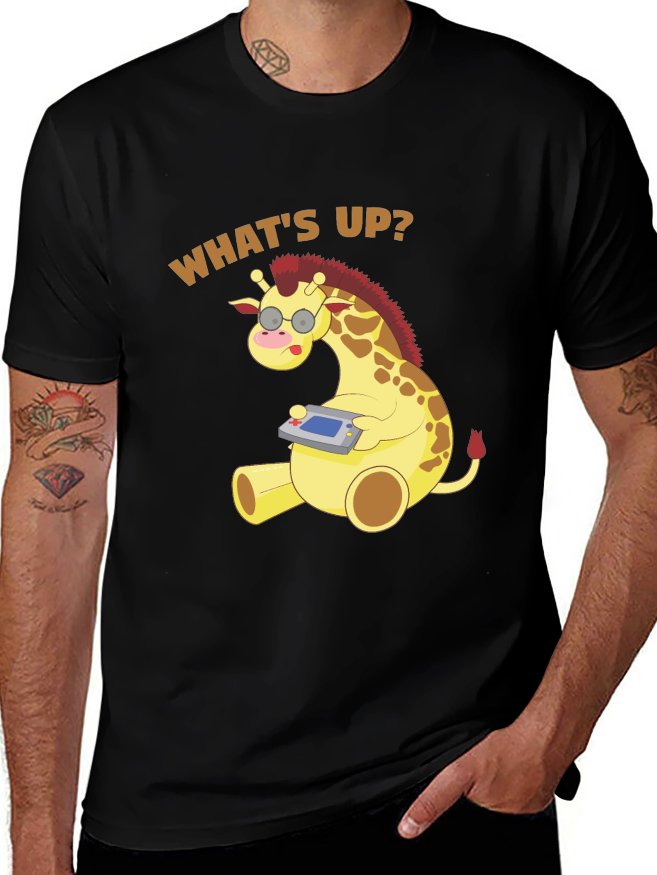 Variant 12 of Funny Giraffe Gamer T-Shirt - What's Up? Casual Tee