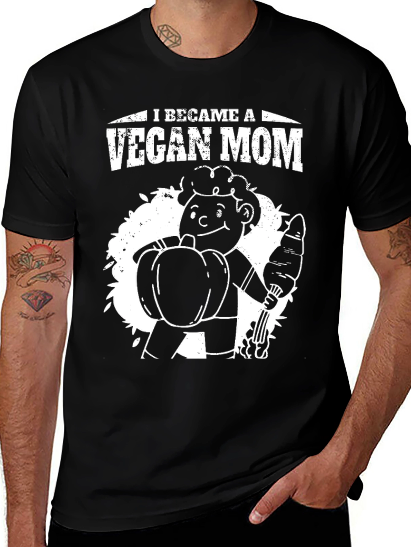 Variant 30 of Vegan Mom T-Shirt - Unisex Black Graphic Tee