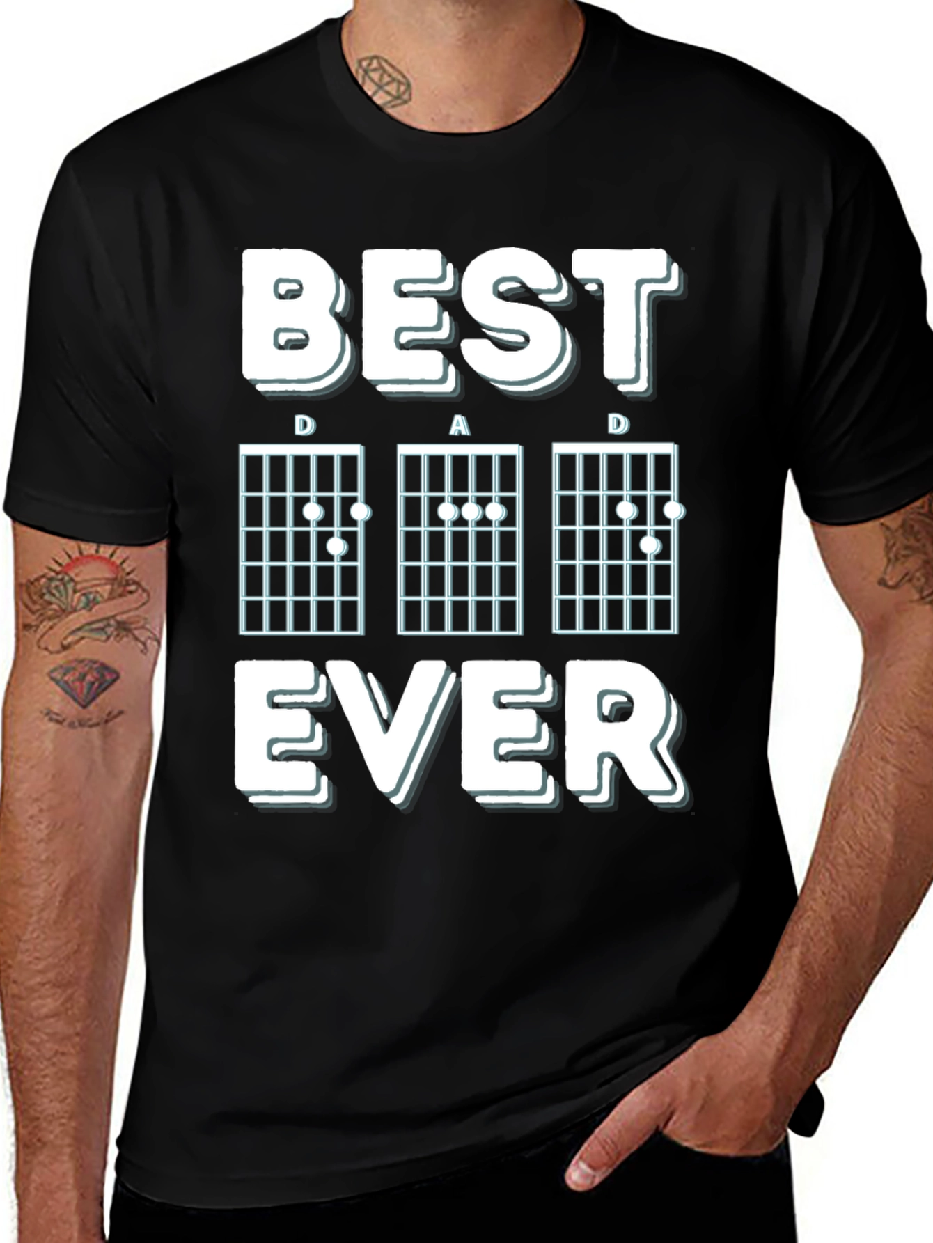Variant 14 of Best Dad Ever Guitar Chord T-Shirt