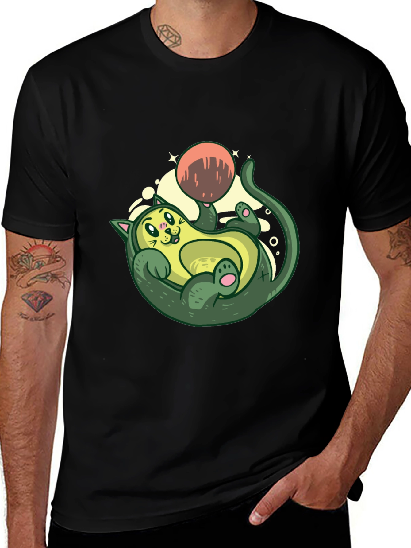 Variant 10 of Avocado Cat T-Shirt - Quirky Graphic Tee