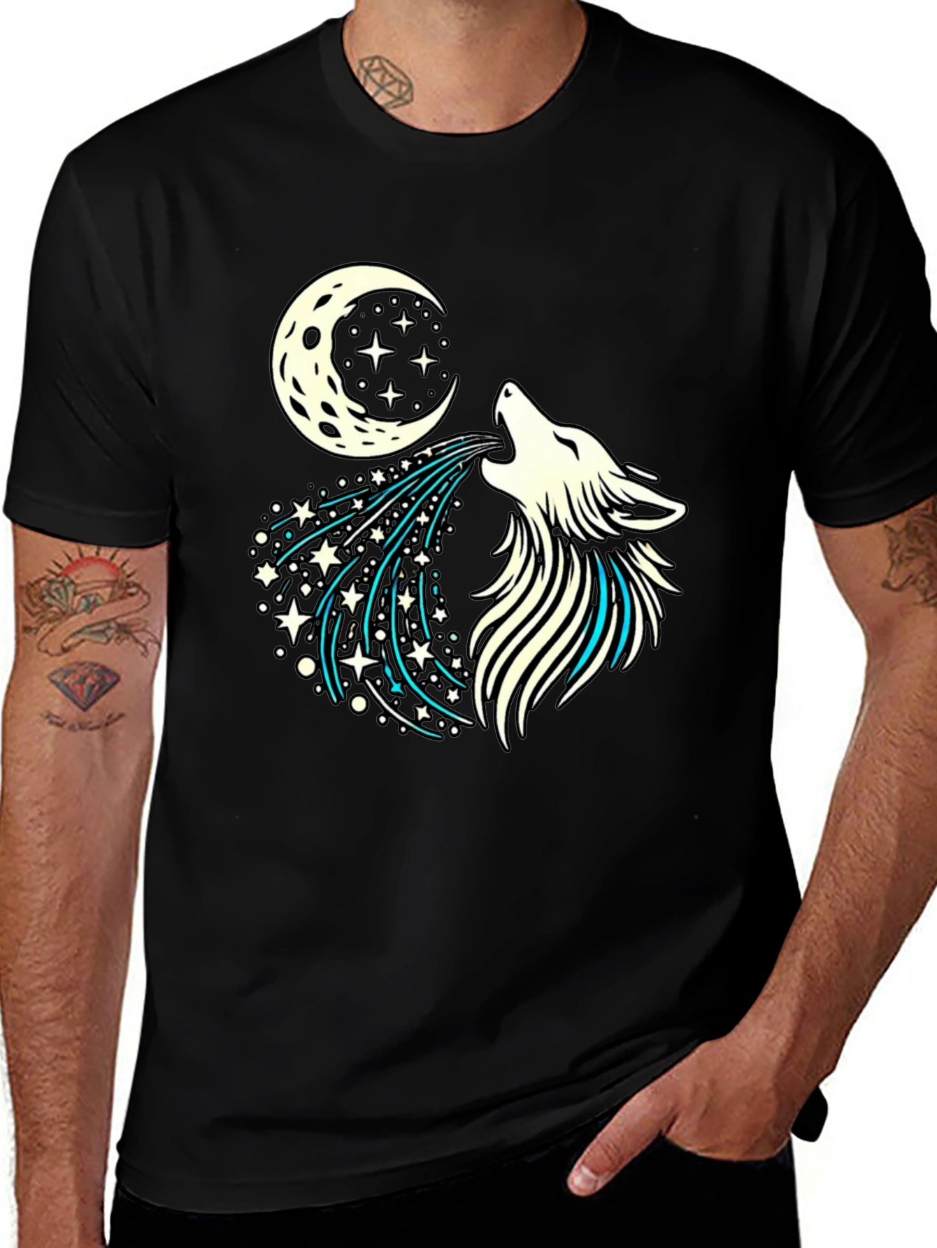 Variant 12 of Wolf Howling Moon Starry Graphic Tee