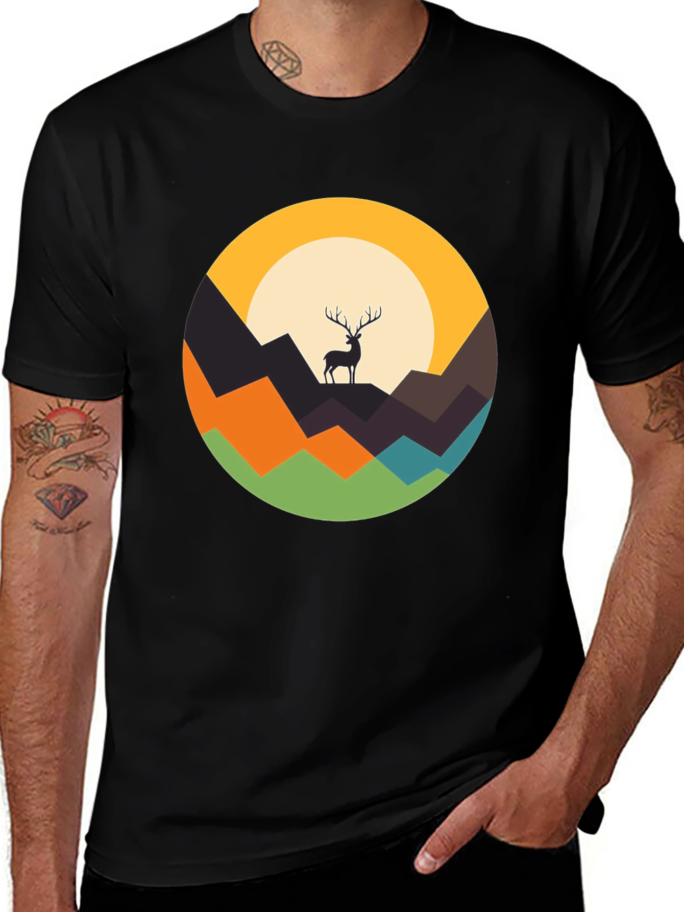 Variant 29 of Nature Deer Graphic Tee - Black