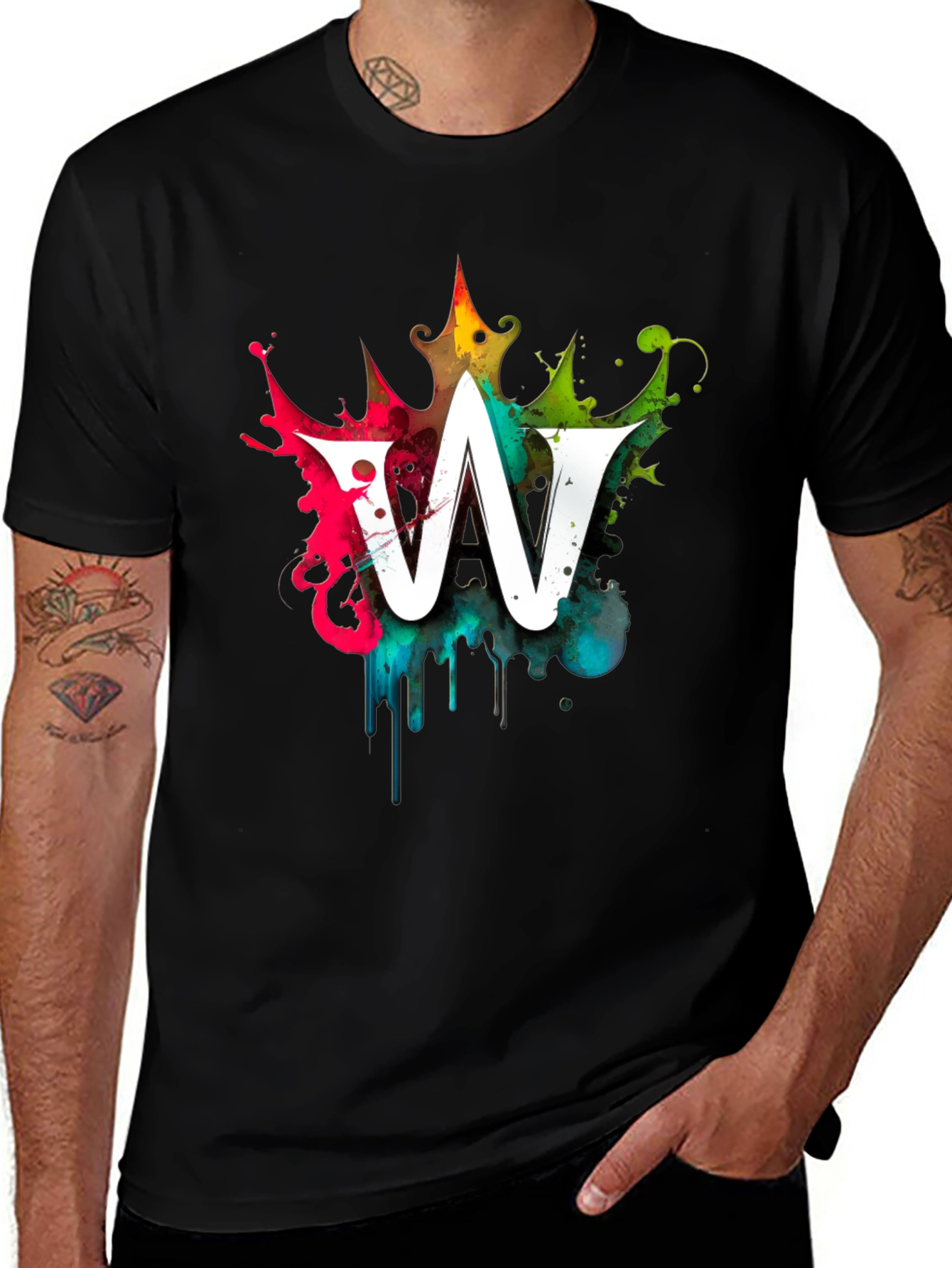 Variant 11 of Graffiti Letter W Men's Black Graphic T-Shirt