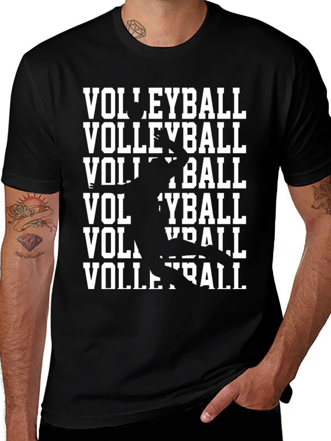 Variant 6 of Volleyball Graphic T-Shirt - Sporty Black Tee