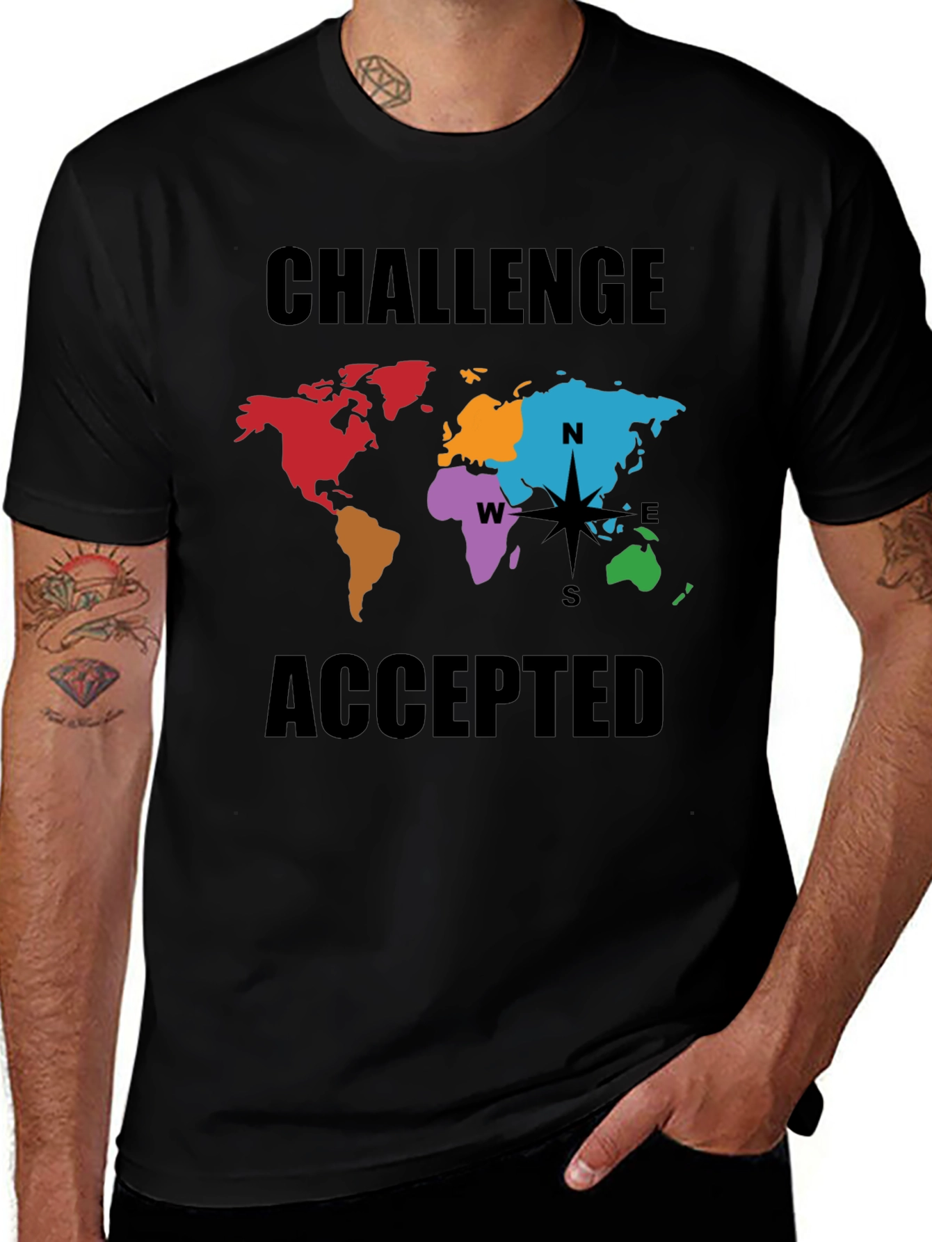 Variant 7 of Challenge Accepted World Map Graphic Tee