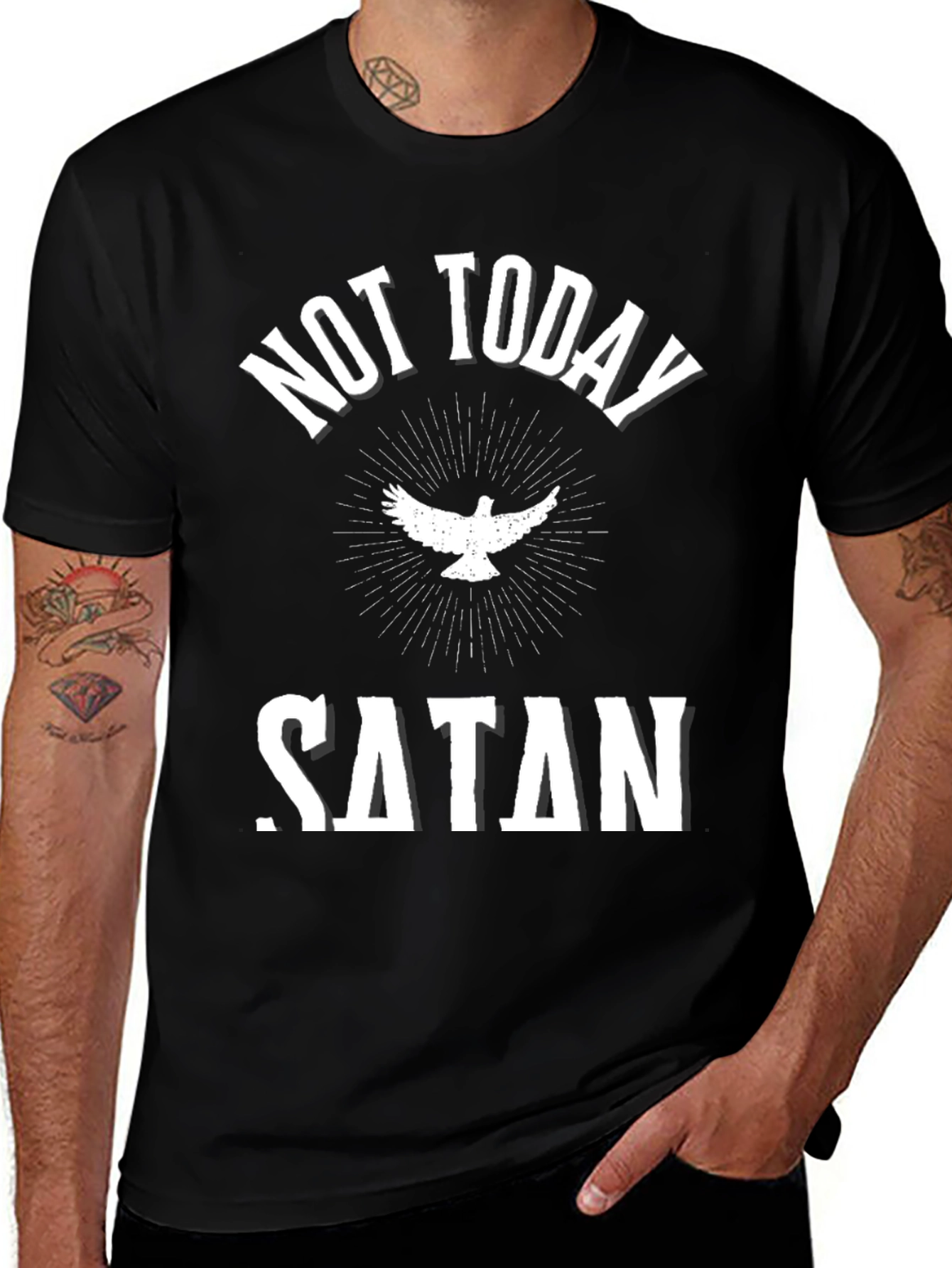 Not Today Satan Graphic Tee - Religious T-Shirt