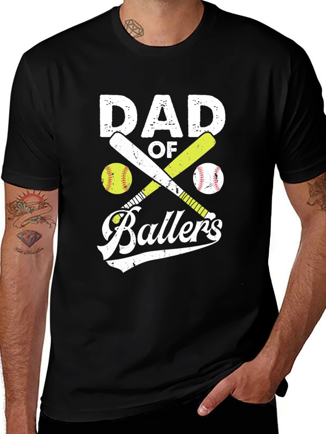 Variant 22 of Dad of Ballers Graphic T-Shirt Baseball Softball Tee
