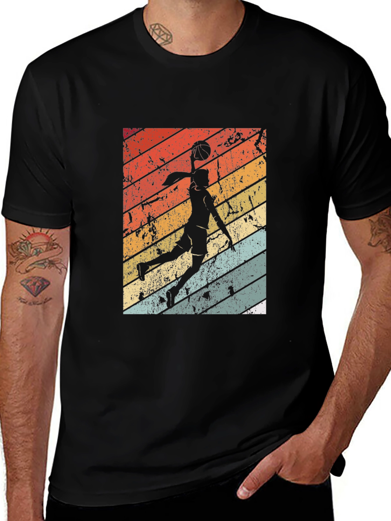 Variant 24 of Retro Basketball Dunk T-Shirt - Vintage Style