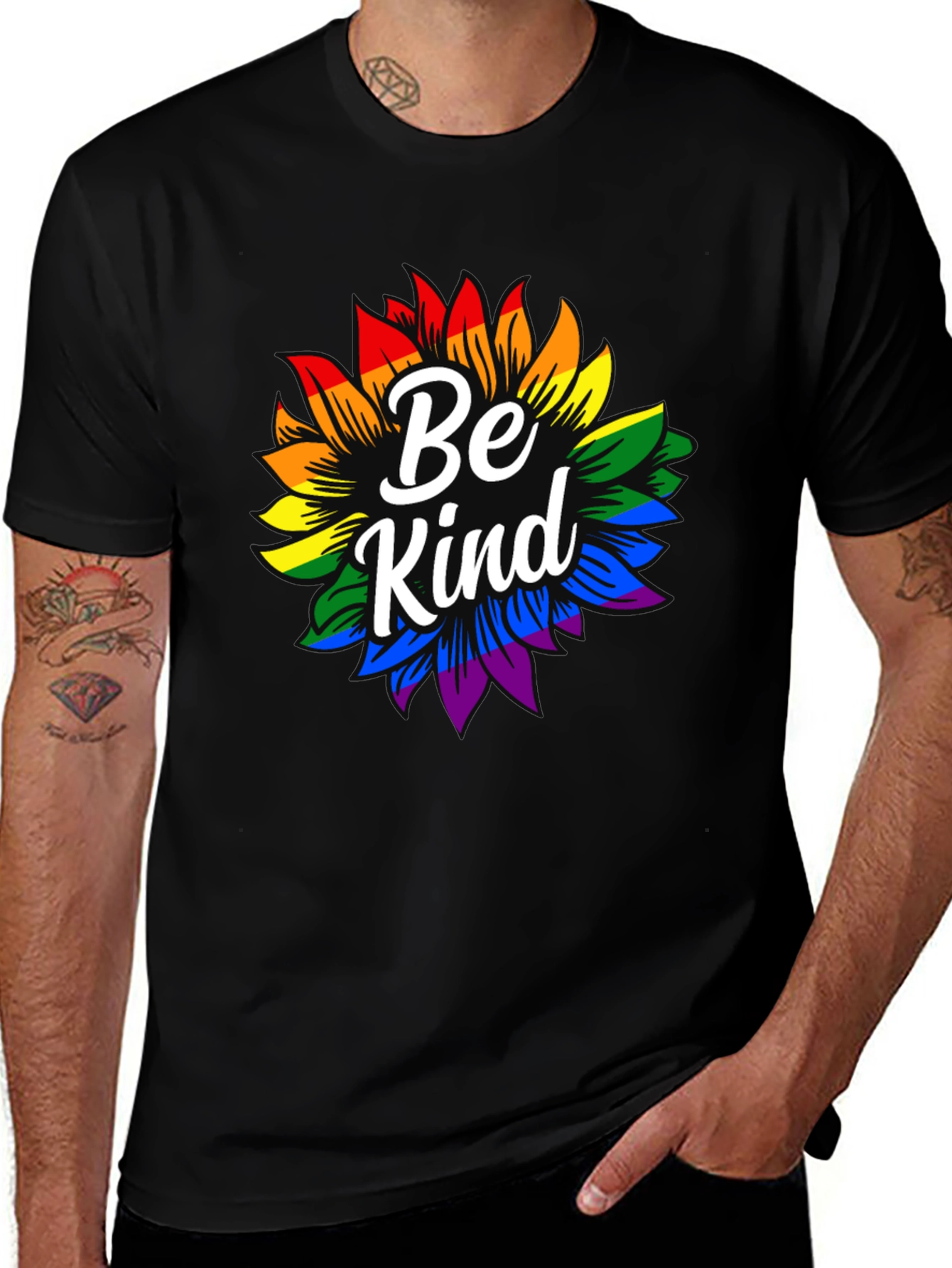 Variant 10 of Be Kind Rainbow Sunflower Graphic Tee
