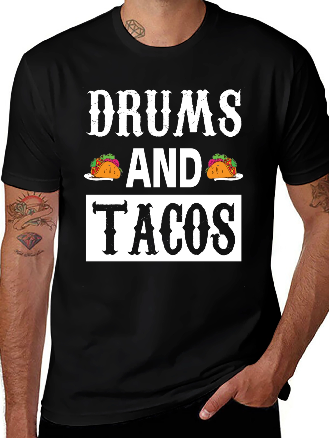Variant 25 of Drums and Tacos Graphic Tee - Funny Musician T-Shirt