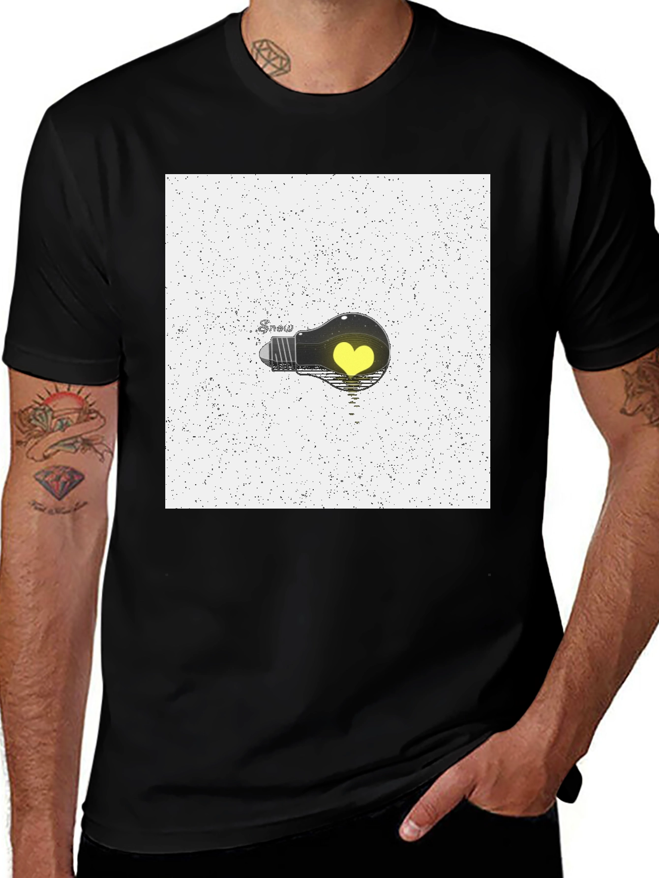 Variant 2 of Heart Lightbulb Graphic Tee - Black