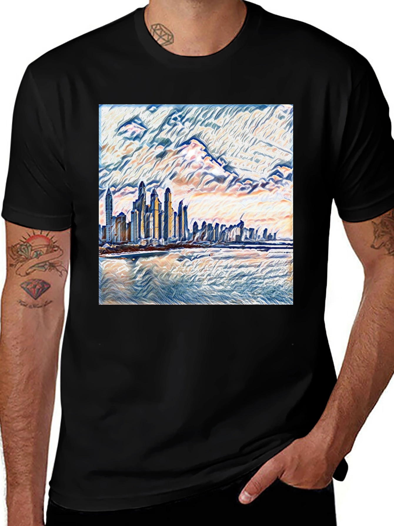 Variant 4 of Cityscape Graphic Tee - Modern Art Style