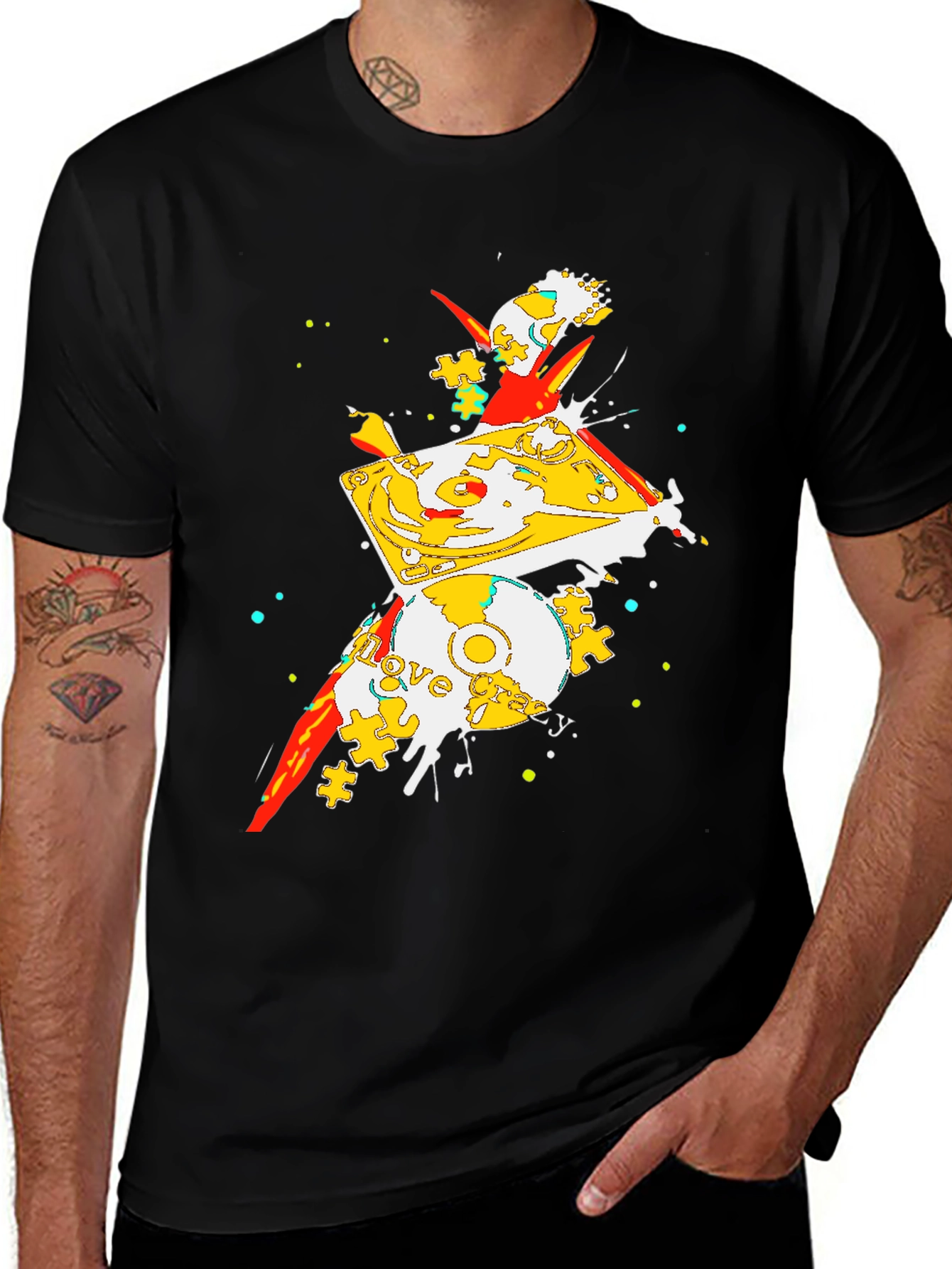 Abstract Turntable Graphic Tee - Black