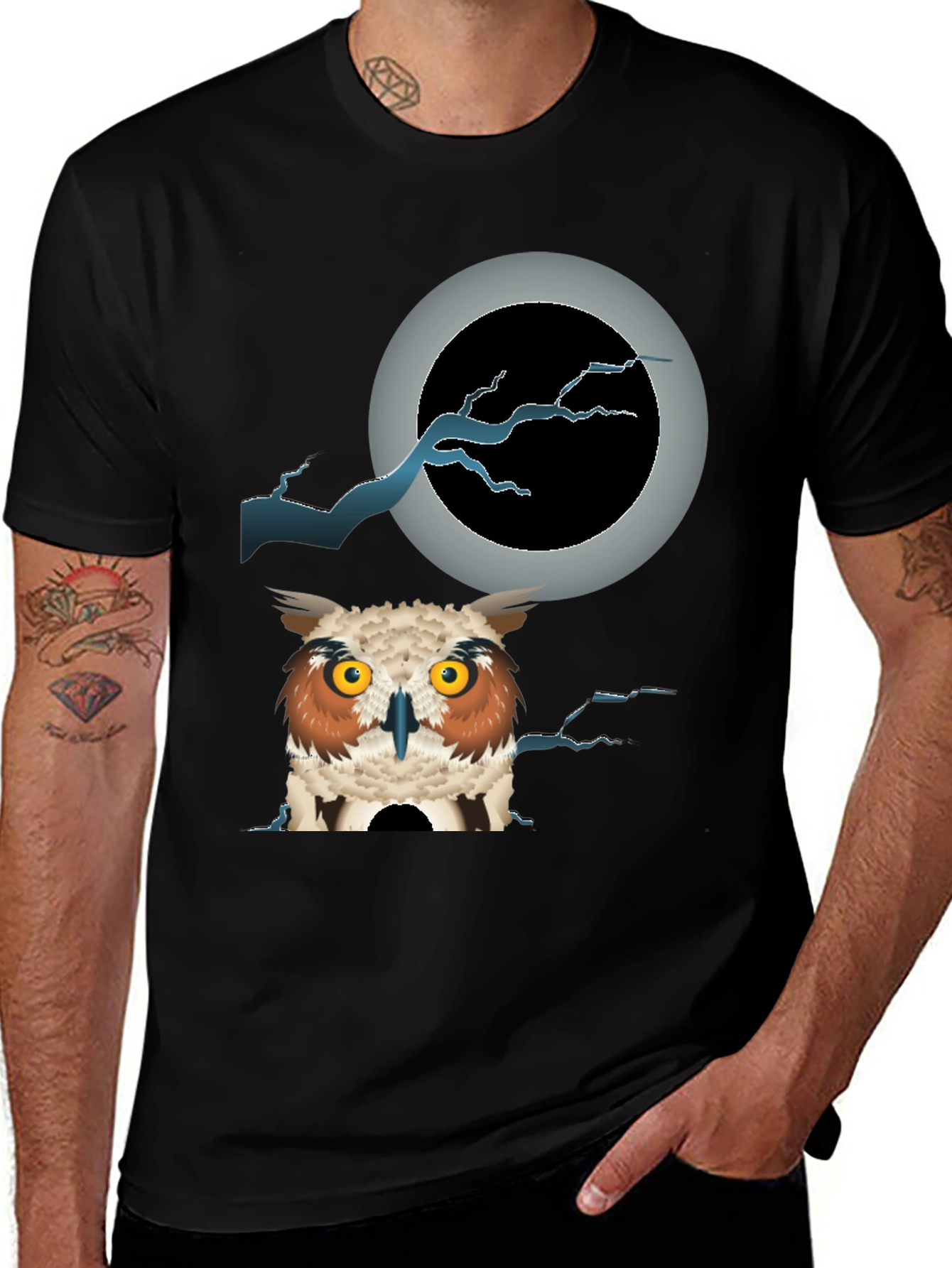 Black Owl Moon T-Shirt - Unique Graphic Tee main image