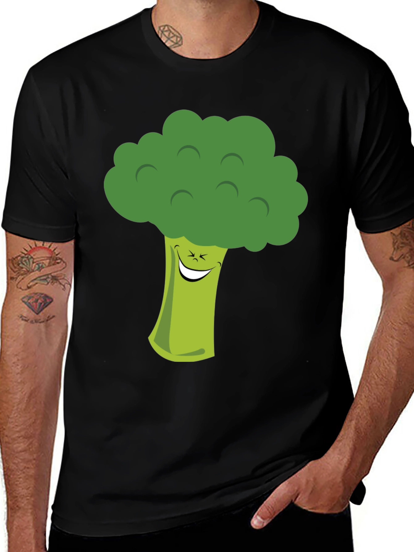 Variant 8 of Broccoli Cartoon Graphic Tee - Quirky Vegan Fashion